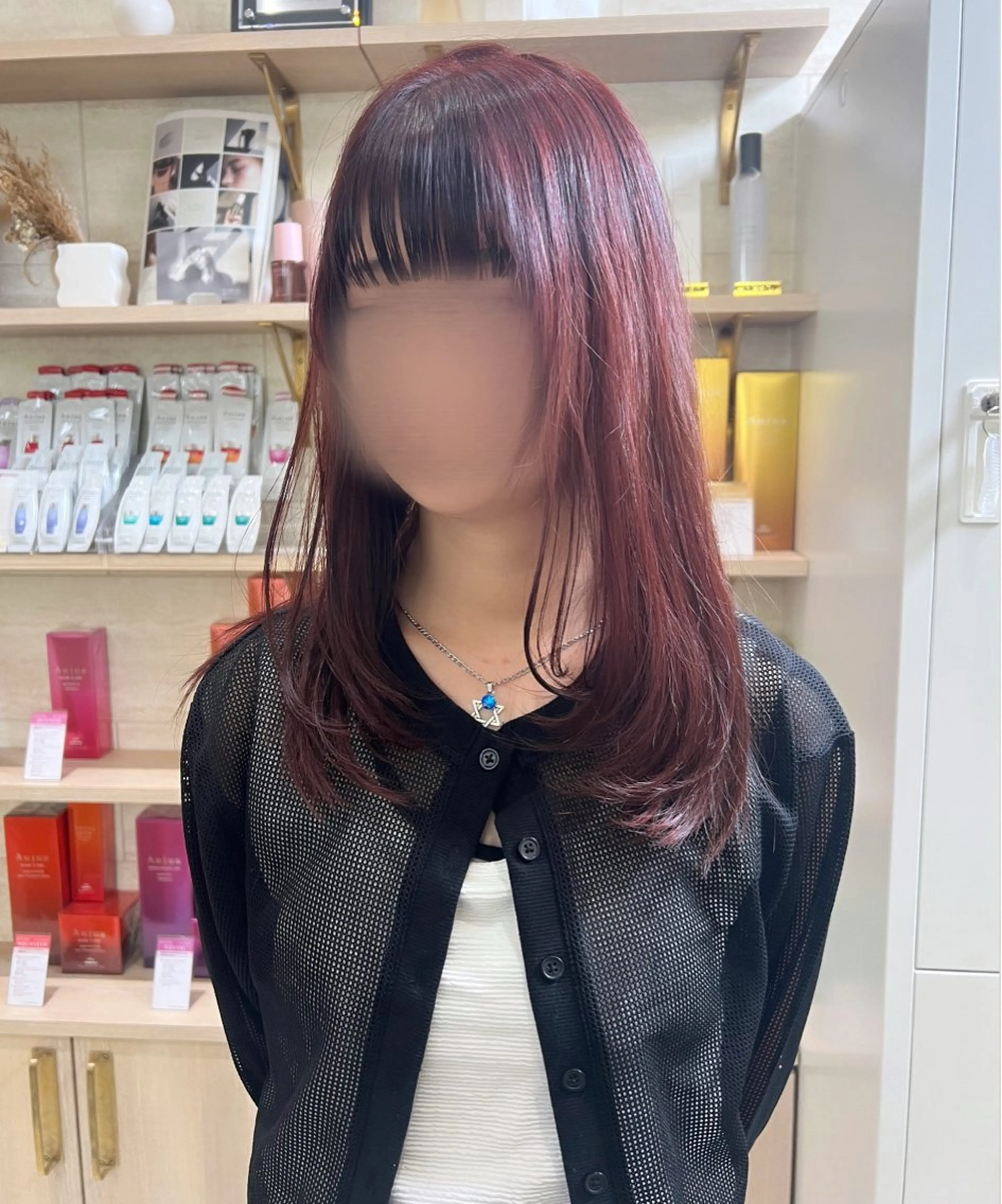 セミロング 韓国風ヘア レイヤーカット カット ヘアカラー トリートメント zina/ amiのヘアスタイル