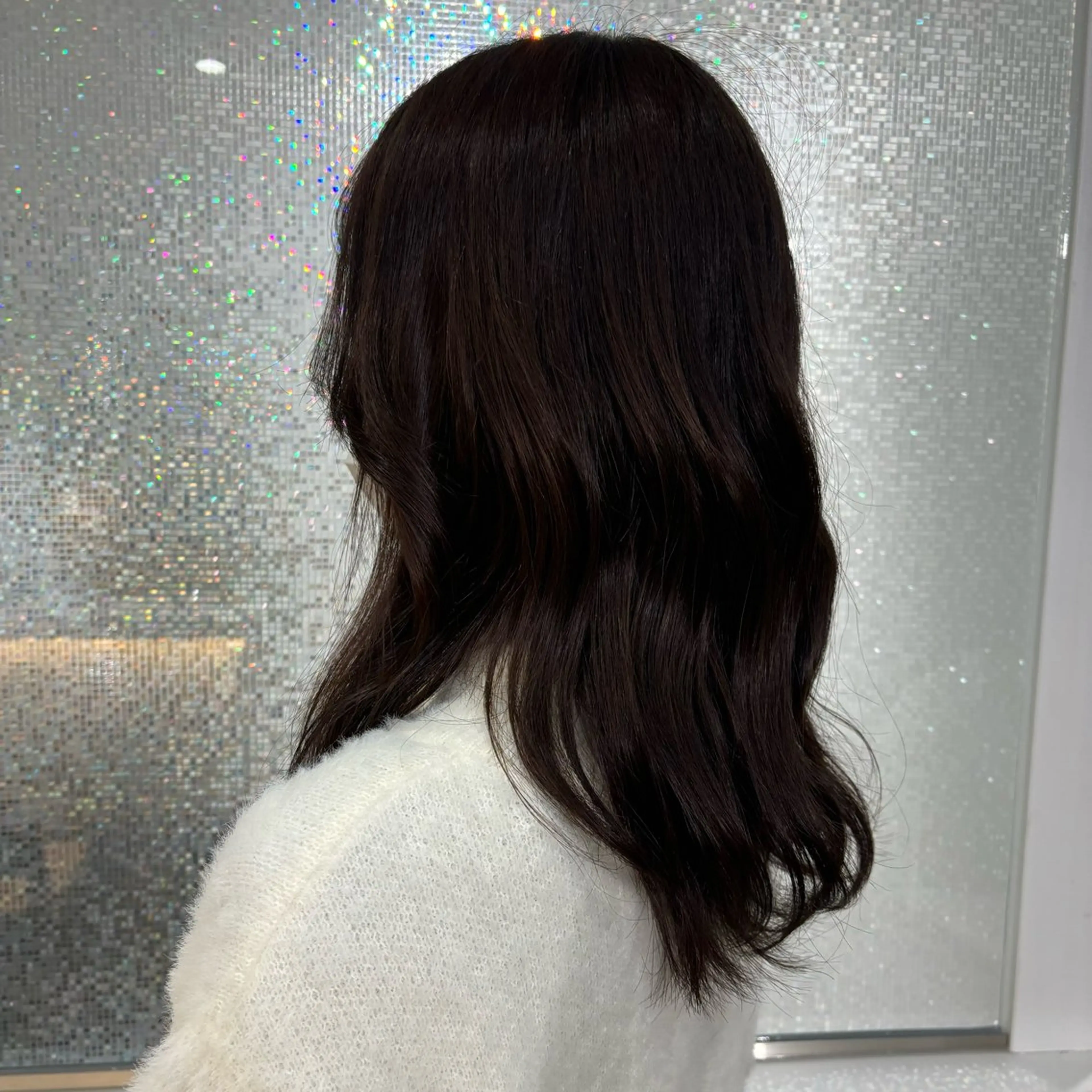 セミロング ヘアアレンジ カット ヘアカラー Yuzu️🫧AO/ 艶カラー/韓国ヘアのヘアスタイル