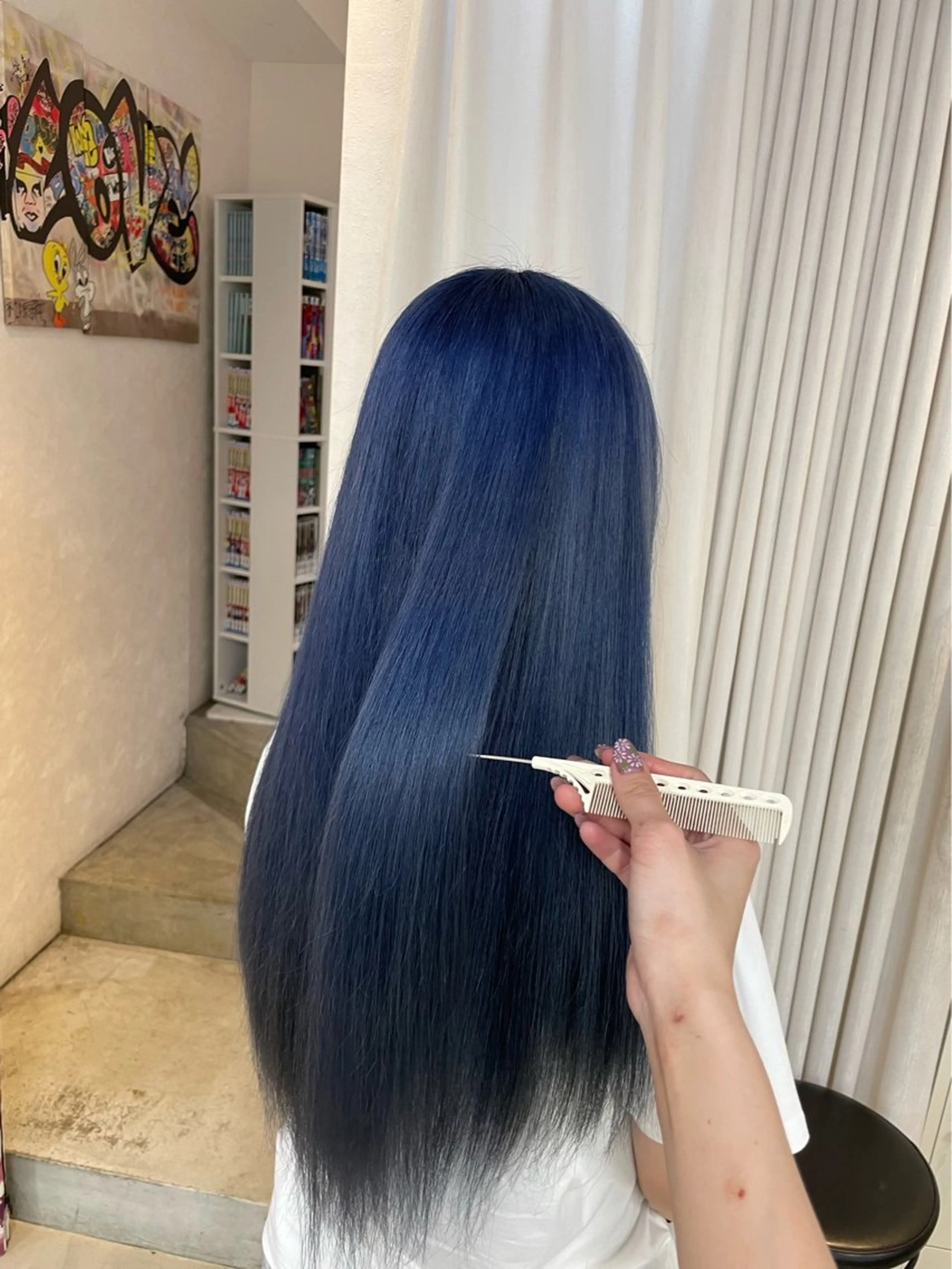ロング カラー ブルーカラー ネイビーカラー ヘアカラー 安井まゆ _Box mico.のヘアスタイル