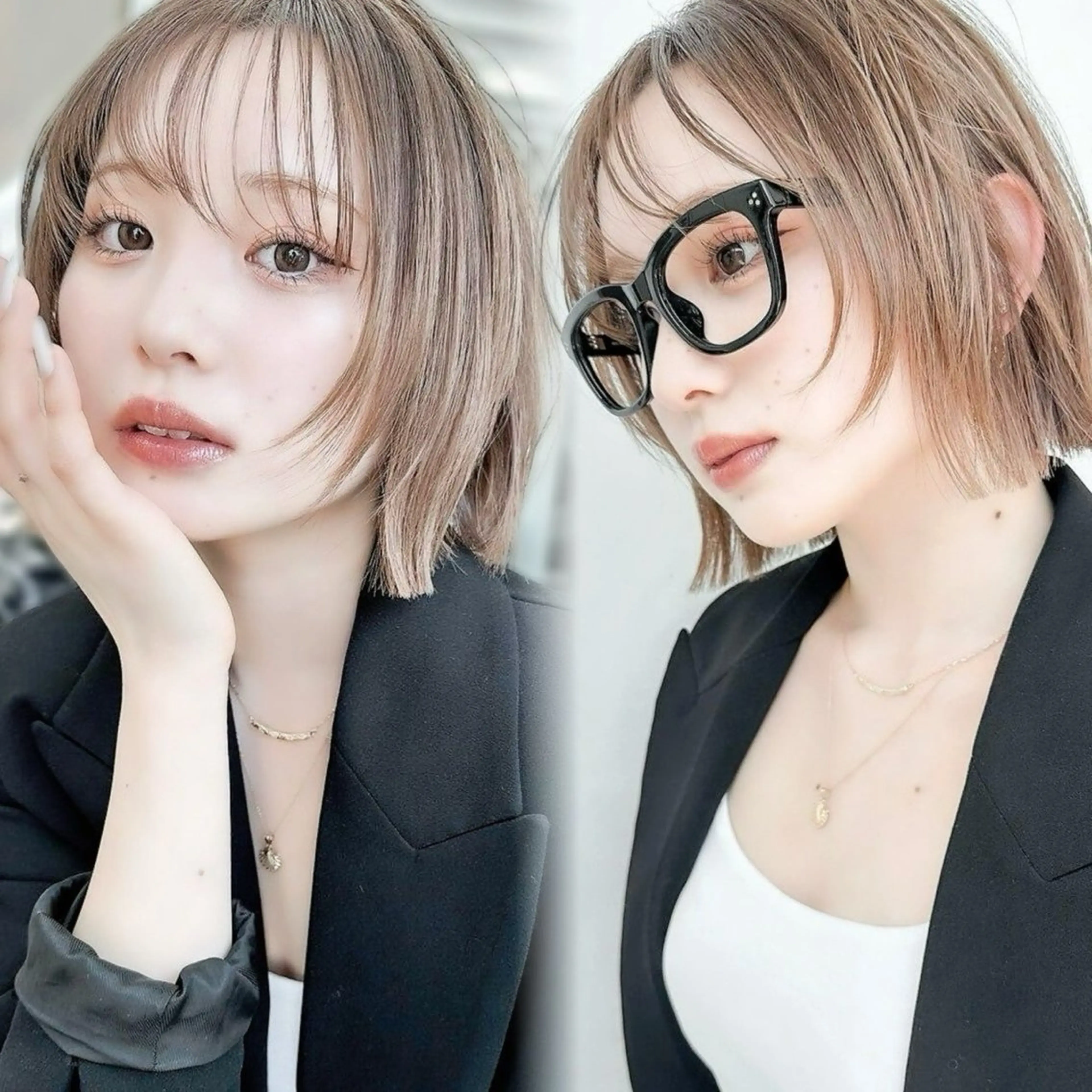 ショート カラー 切りっぱなしボブ 透明感カラー ボブ トリートメント カット ヘアカラー トリートメント ボブ/韓国/縮毛 矯正♡natsukiのヘアスタイル
