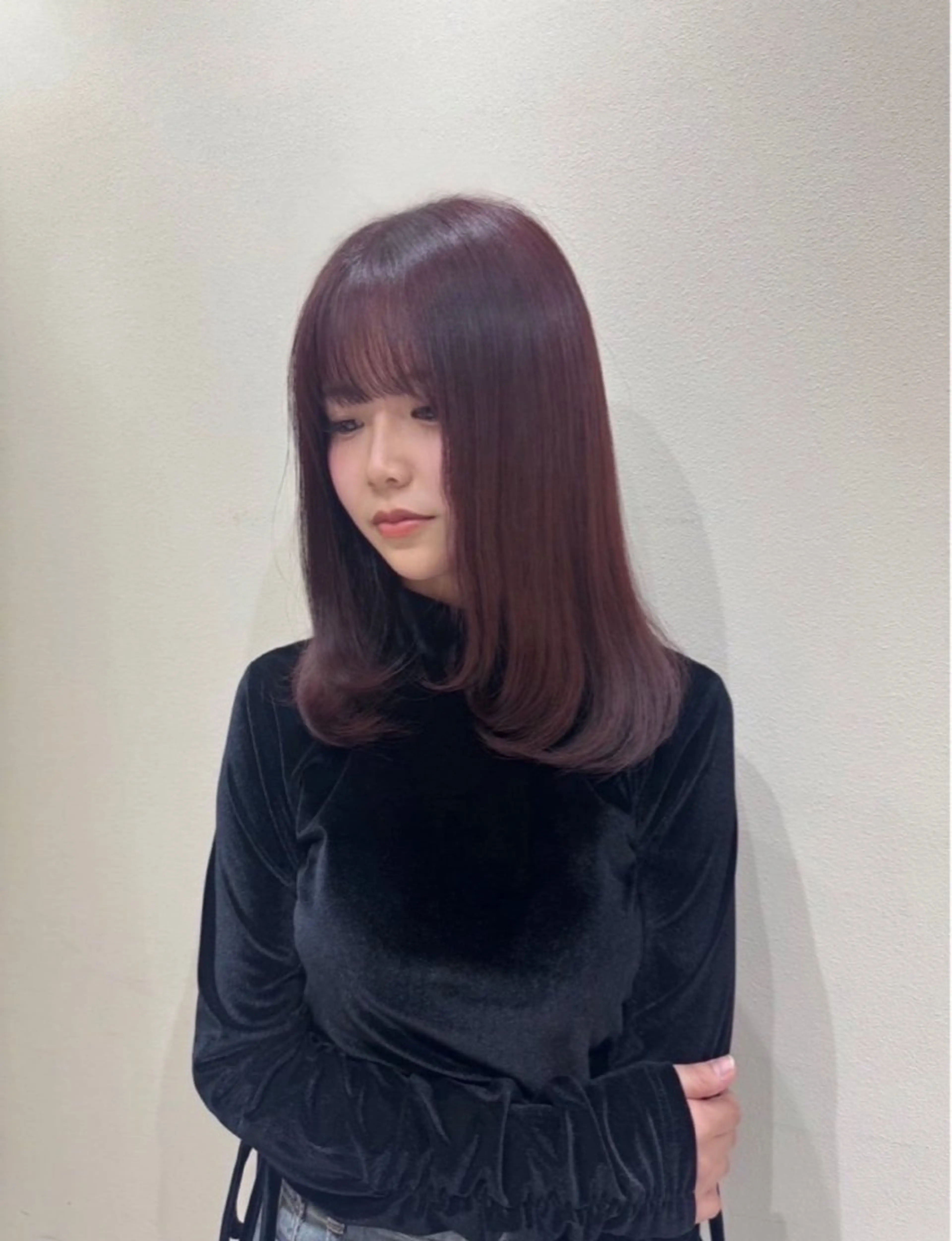 セミロング カラー ボルドーカラー ヘアカラー 髪質改善🫧 カラー特化/Hinaのヘアスタイル