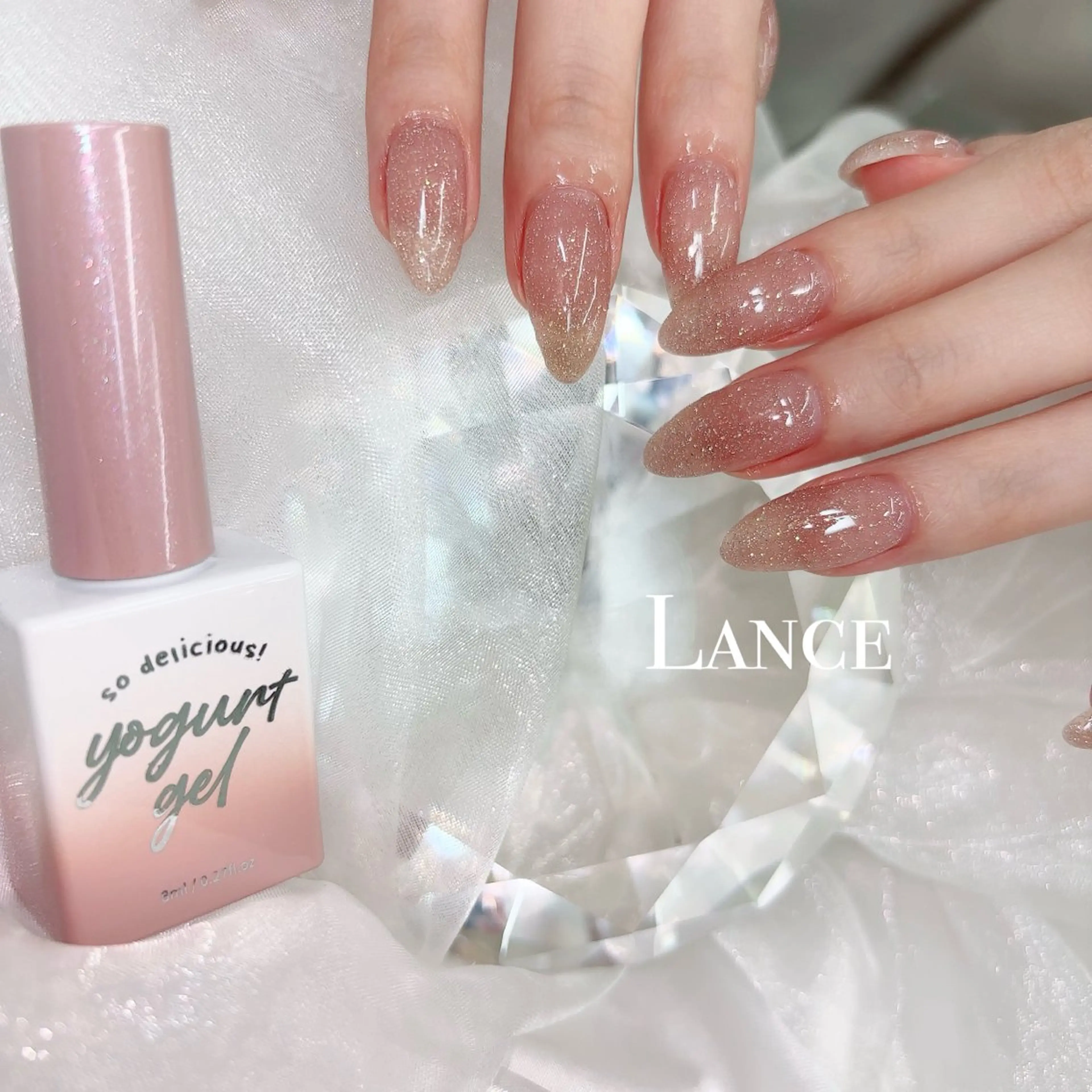 ネイル オーロラネイル フットネイル 氷ネイル・うるうるネイル キラキラネイル 韓国ネイル ハンドネイル Lance nailのネイルデザイン