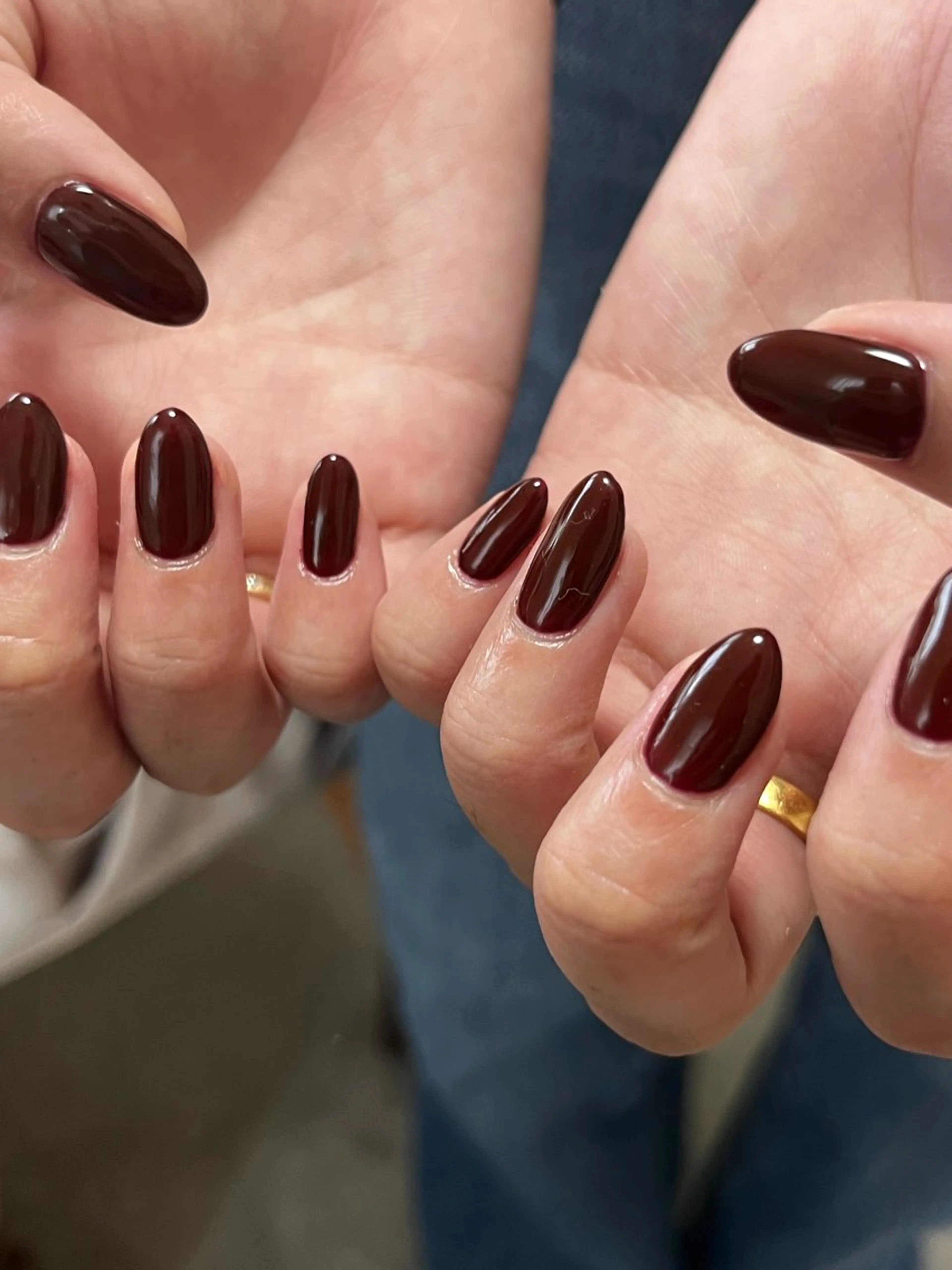 ネイル ボルドー ジェルネイル ニュアンスネイル オフィスネイル ワンカラーネイル ハンドネイル tamu nail 　金町のネイルデザイン