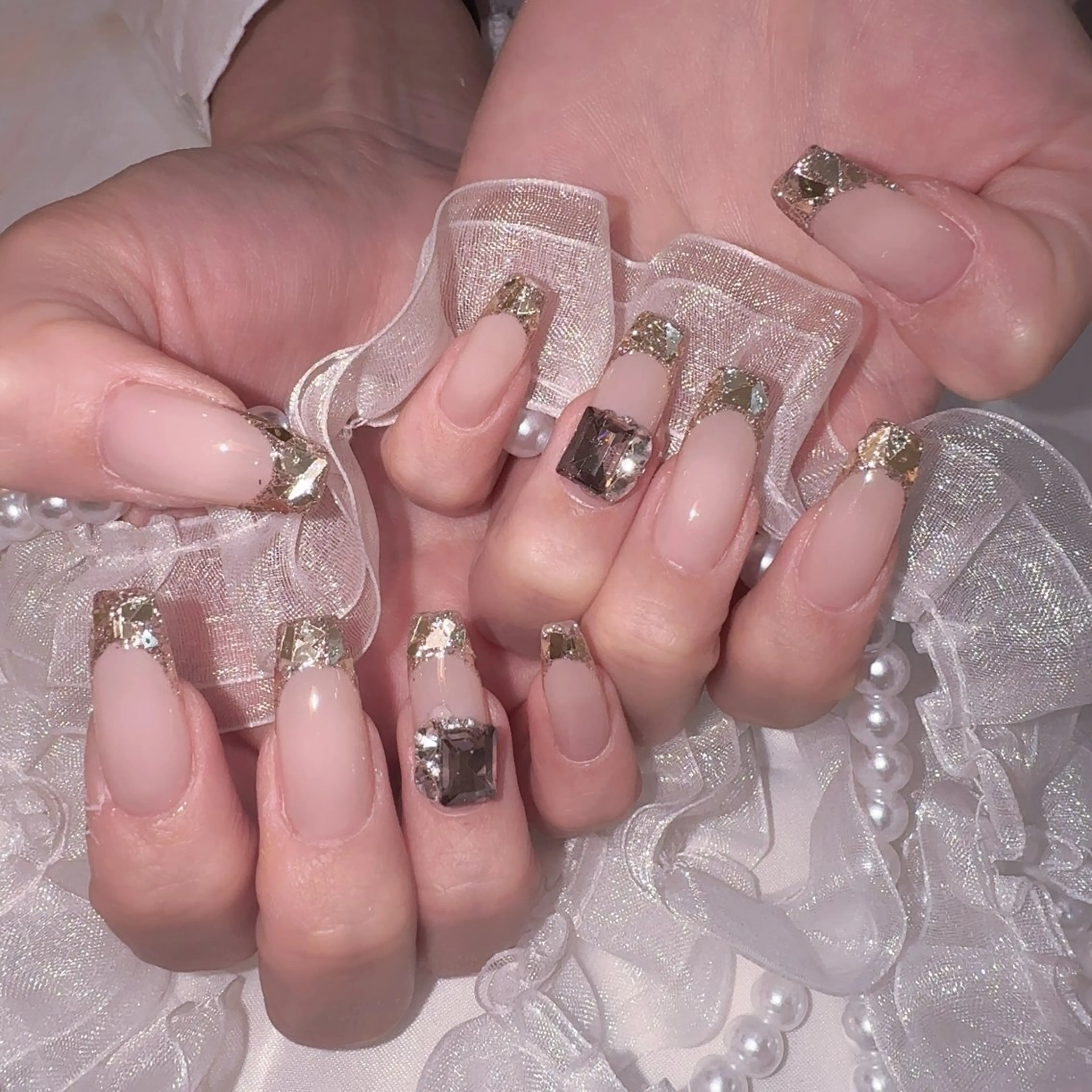 ネイル アートネイル オーロラネイル 長さ出し ジェルネイル キラキラネイル ハンドネイル HanaAoyama所属・HanaAoyama RINAのネイルデザイン