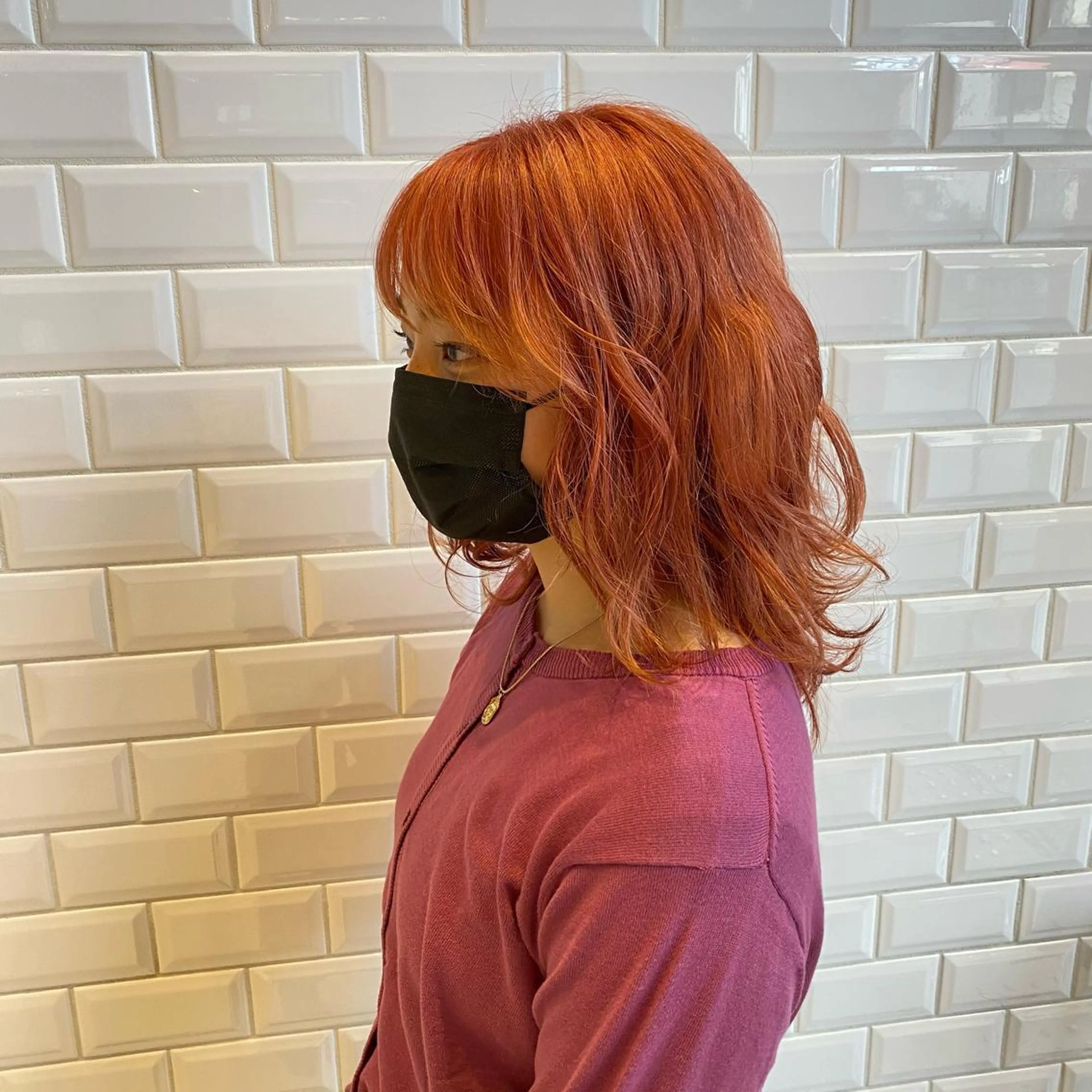 カラー ピンクカラー レイヤーカット ハイトーンウエダのヘアスタイル