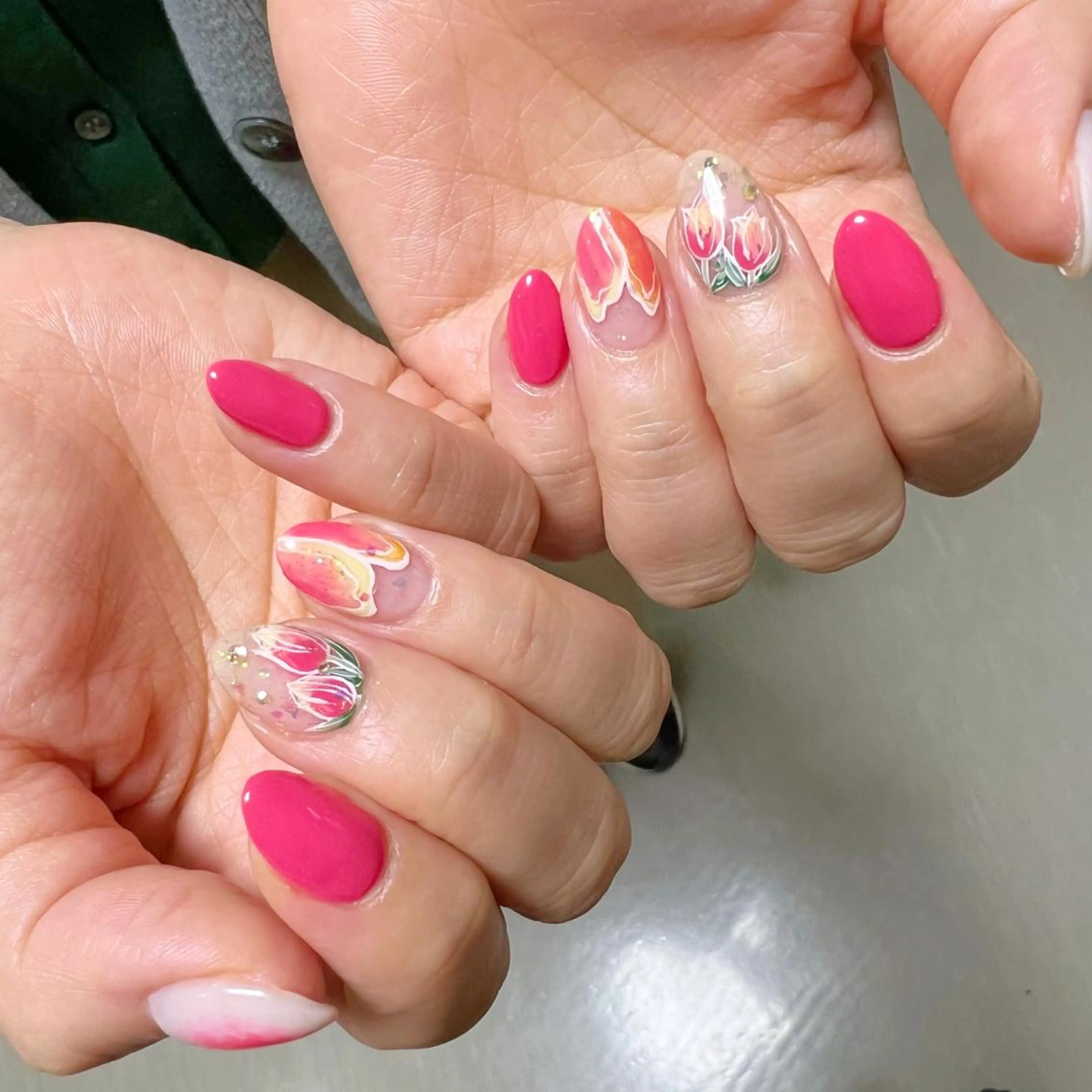 ネイル アートネイル オーロラネイル ブラウン フラワーネイル フットネイル ハンドネイル フットネイル nail salon mieux(ミュー)のネイルデザイン