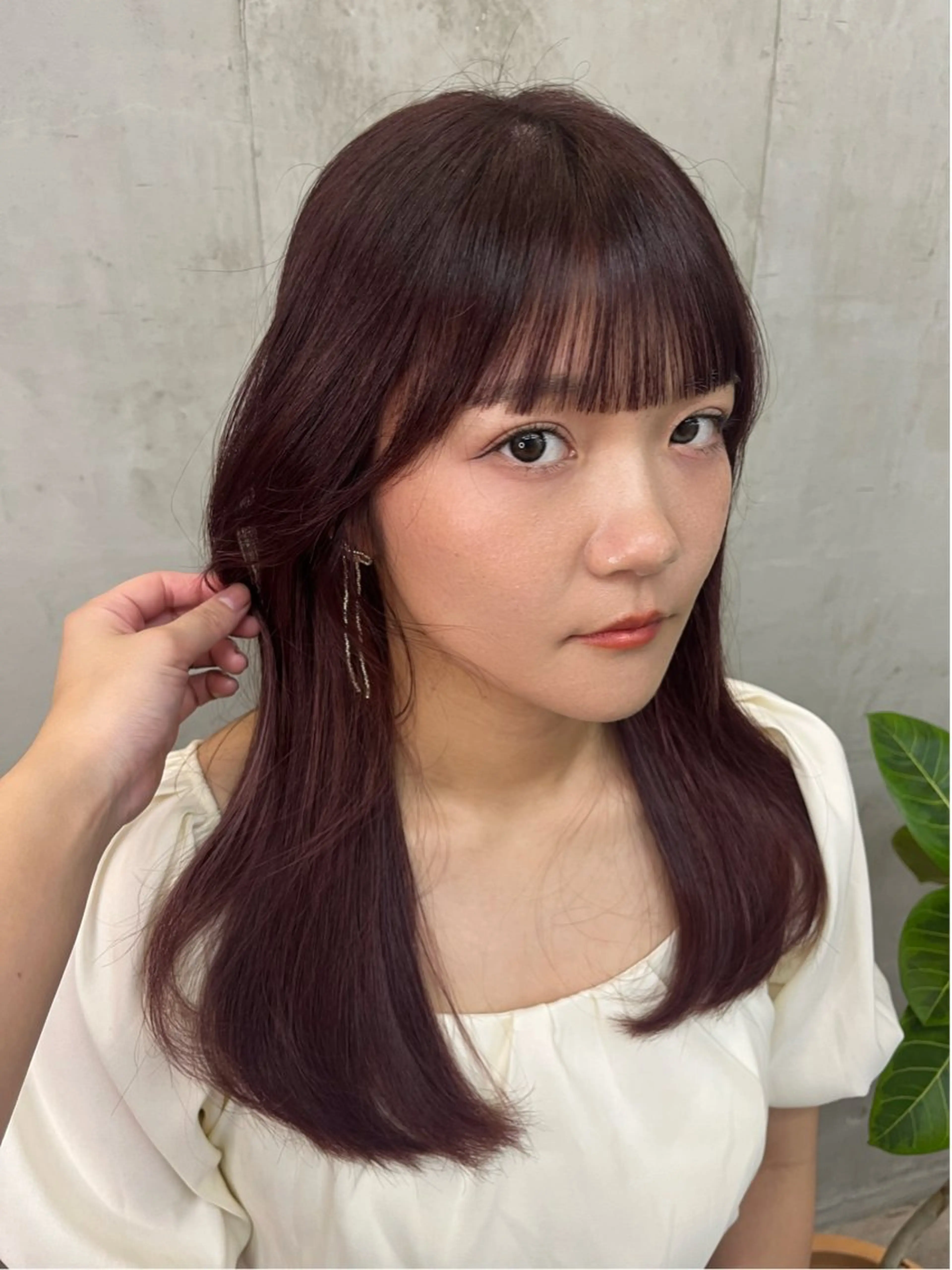 セミロング ピンクラベンダー 顔周りカット ヘアカラー SALT WATER所属・🫐 𝐌𝐚𝐨 🫐ボブモデル募集のヘアスタイル