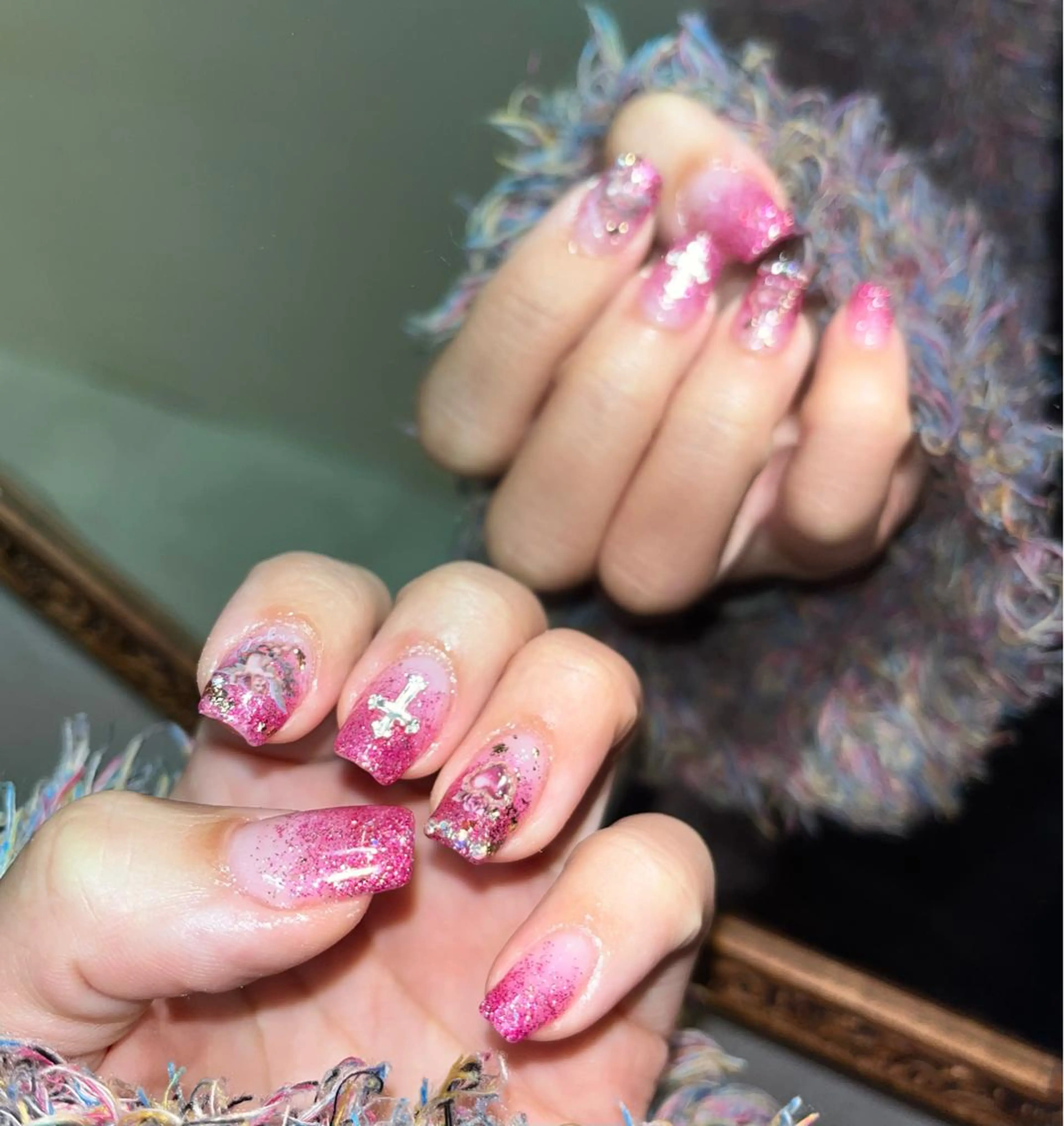 ネイル ガーリー グラデーション ハート キラキラネイル ラメ(グリッター) ハンドネイル para ☀︎ sol by BECK所属・Para Sol nail　Maoのネイルデザイン