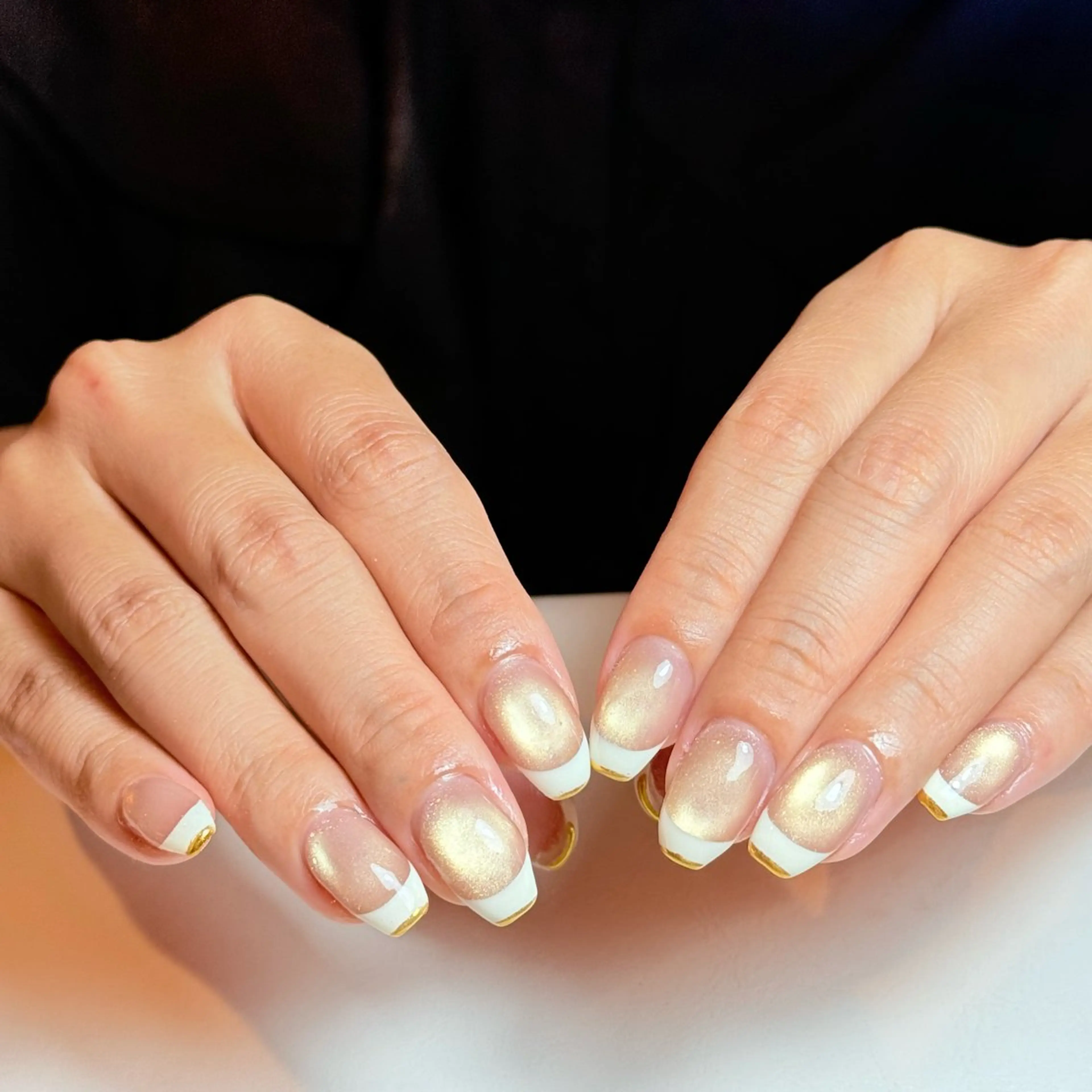 ネイル チークネイル フレンチネイル グラデーション キラキラネイル 韓国ネイル ハンドネイル Risa_ Nailのネイルデザイン