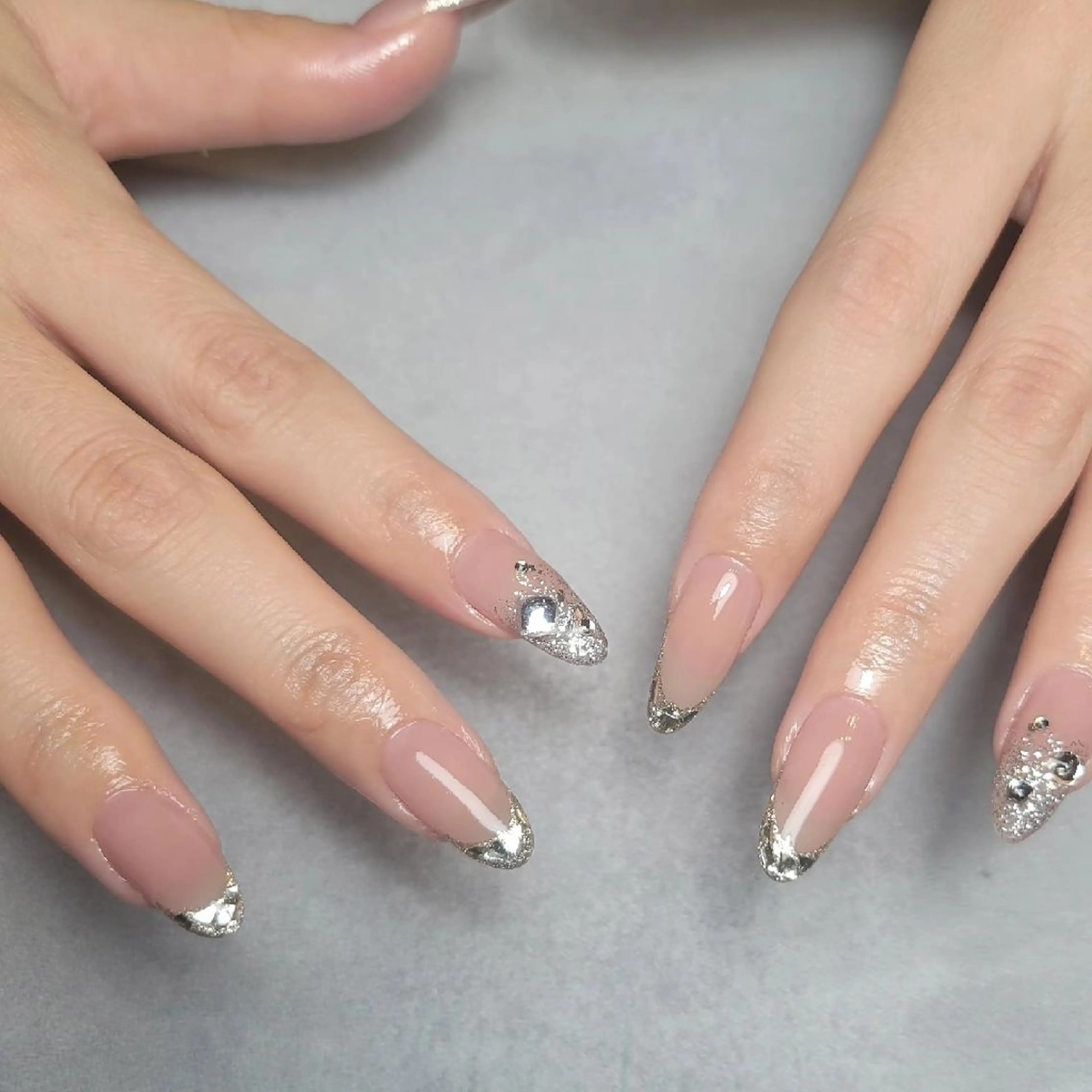 ネイル フレンチネイル ガラスフレンチ MU5-nail 金山ネイルサロンのネイルデザイン