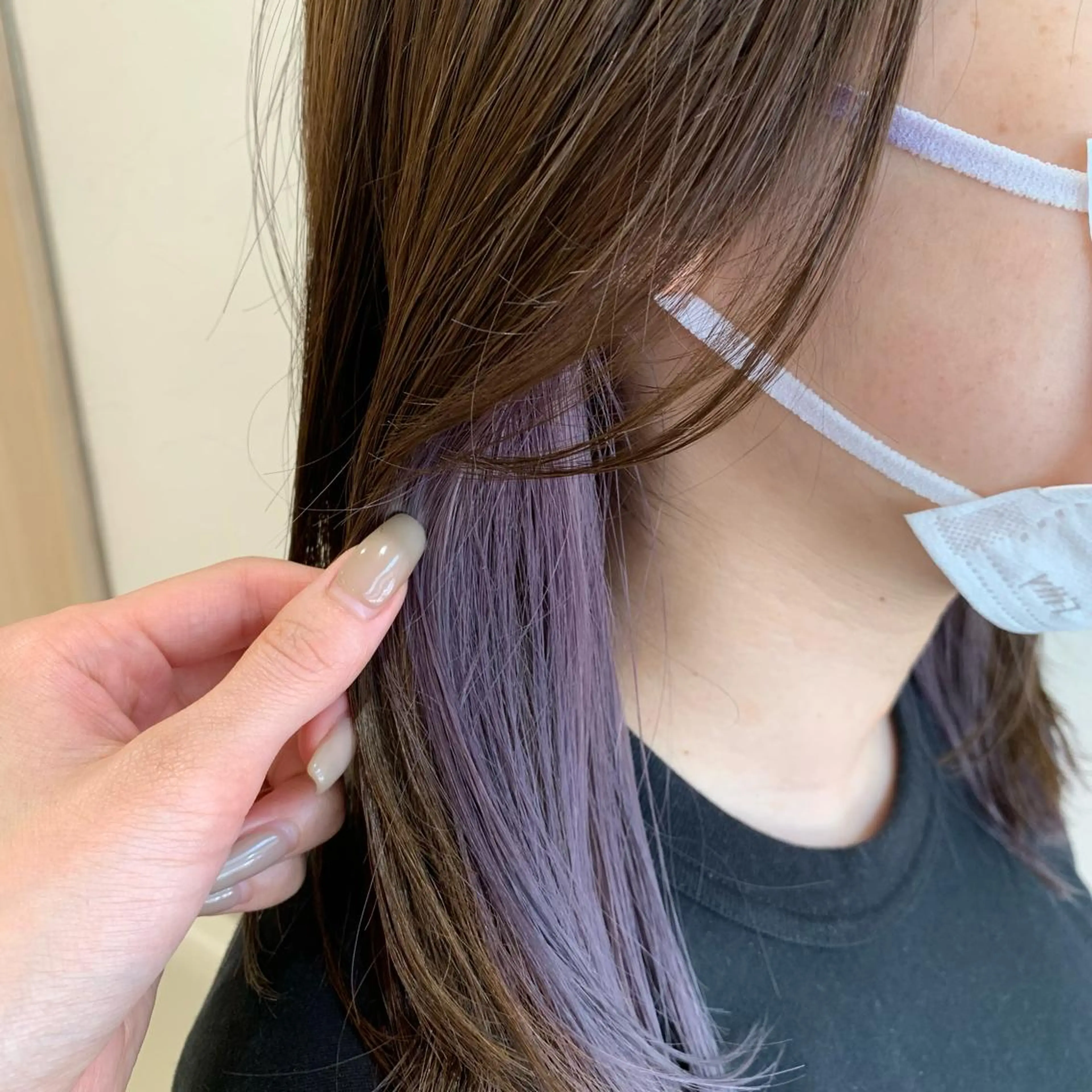 セミロング カラー ヘアカラー トリートメント 店長ハイトーンカラー 柞山史奈のヘアスタイル