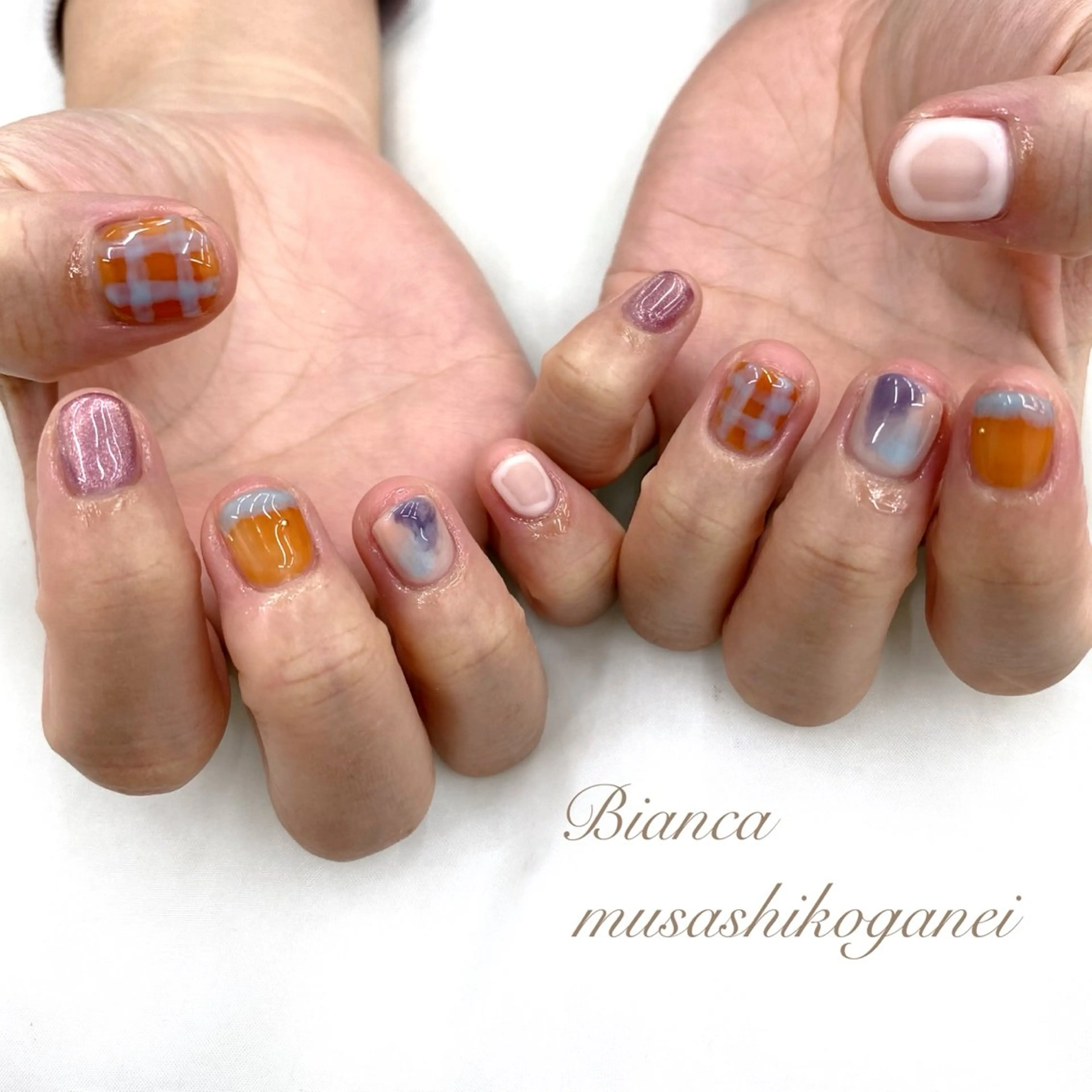 ネイル マグネットネイル ミラーネイル ニュアンスネイル ストーンネイル 冬ネイル ハンドネイル Bianca 武蔵小金井 しぎはらのネイルデザイン