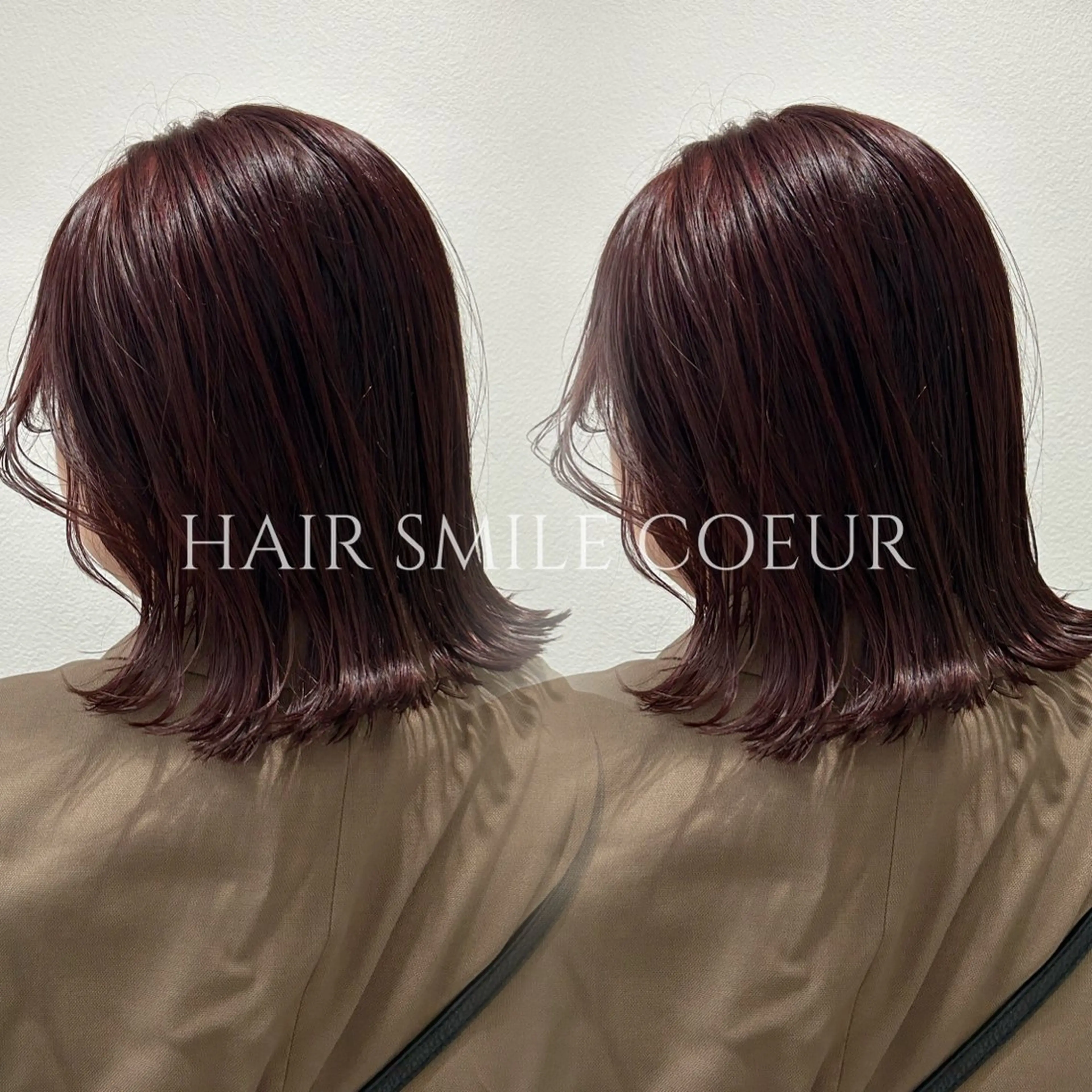 ミディアム カラー カシス 切りっぱなしロブ カット ヘアカラー COEUR🧡 山下 優花のヘアスタイル
