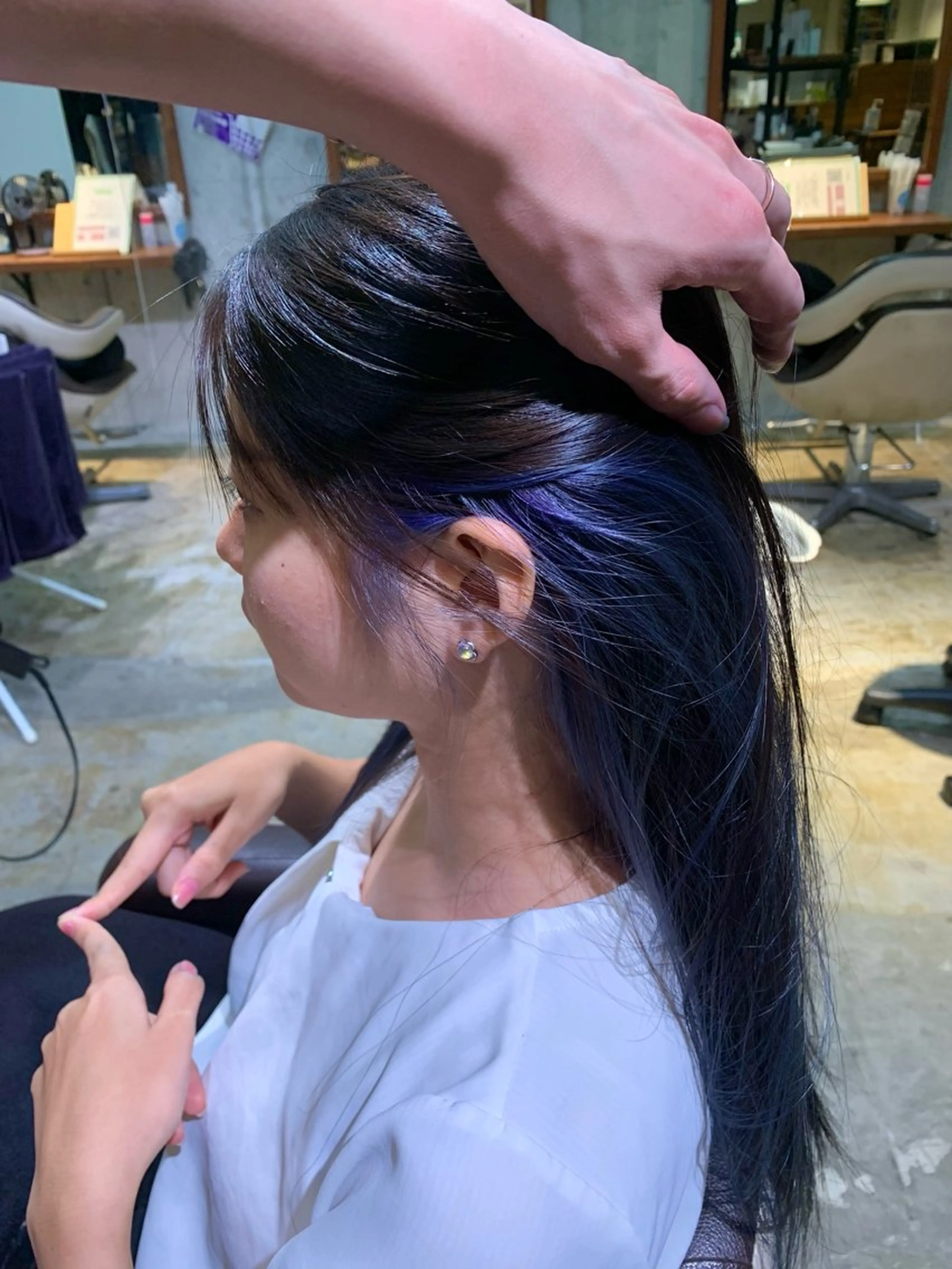 ロング カラー ブリーチ ブルーカラー ✨ Ayatoのヘアスタイル
