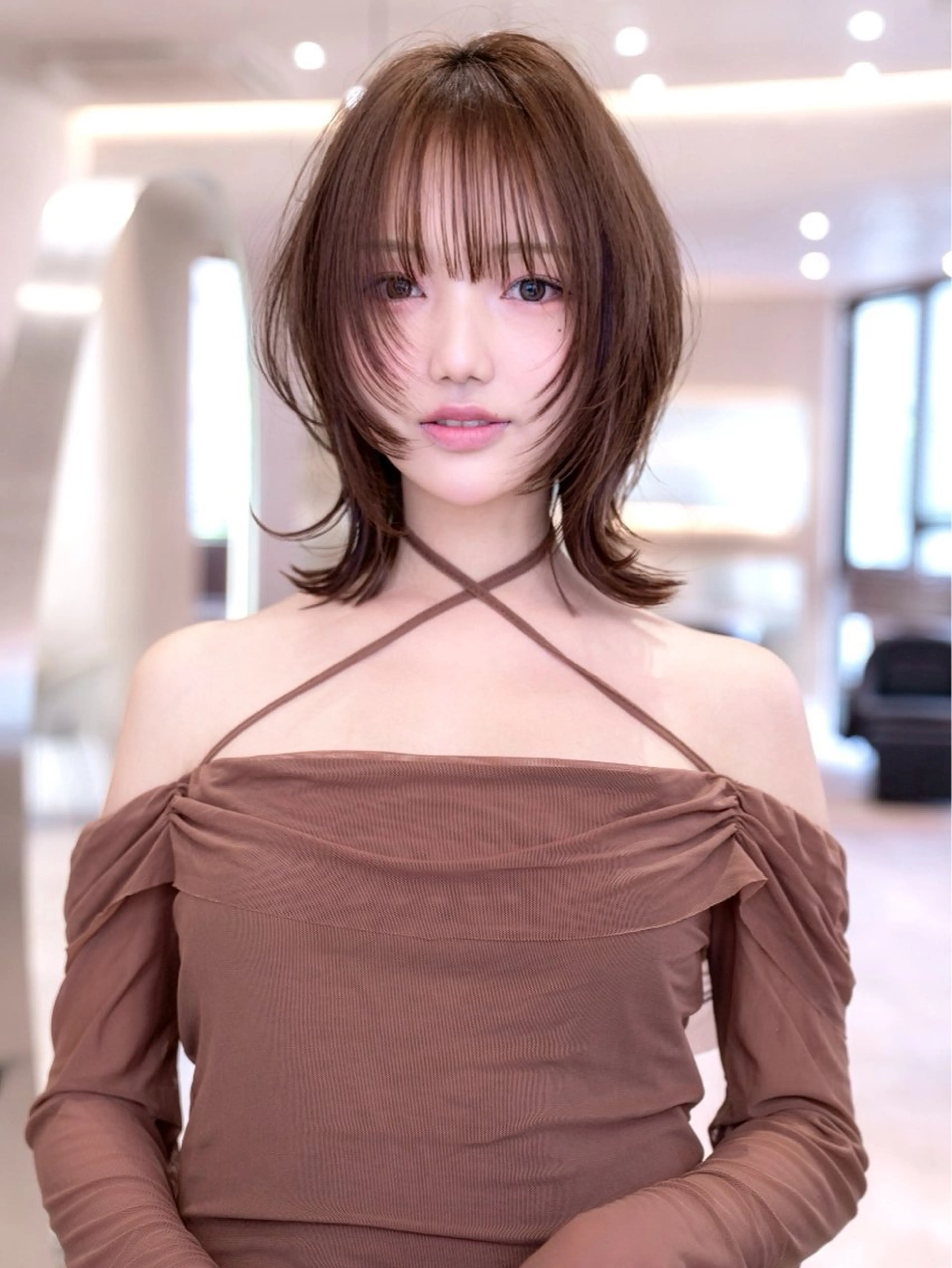 セミロング カラー カット ヘアカラー トリートメント レイヤー/ベージュ カラー/ヒヨリ/渋谷のヘアスタイル