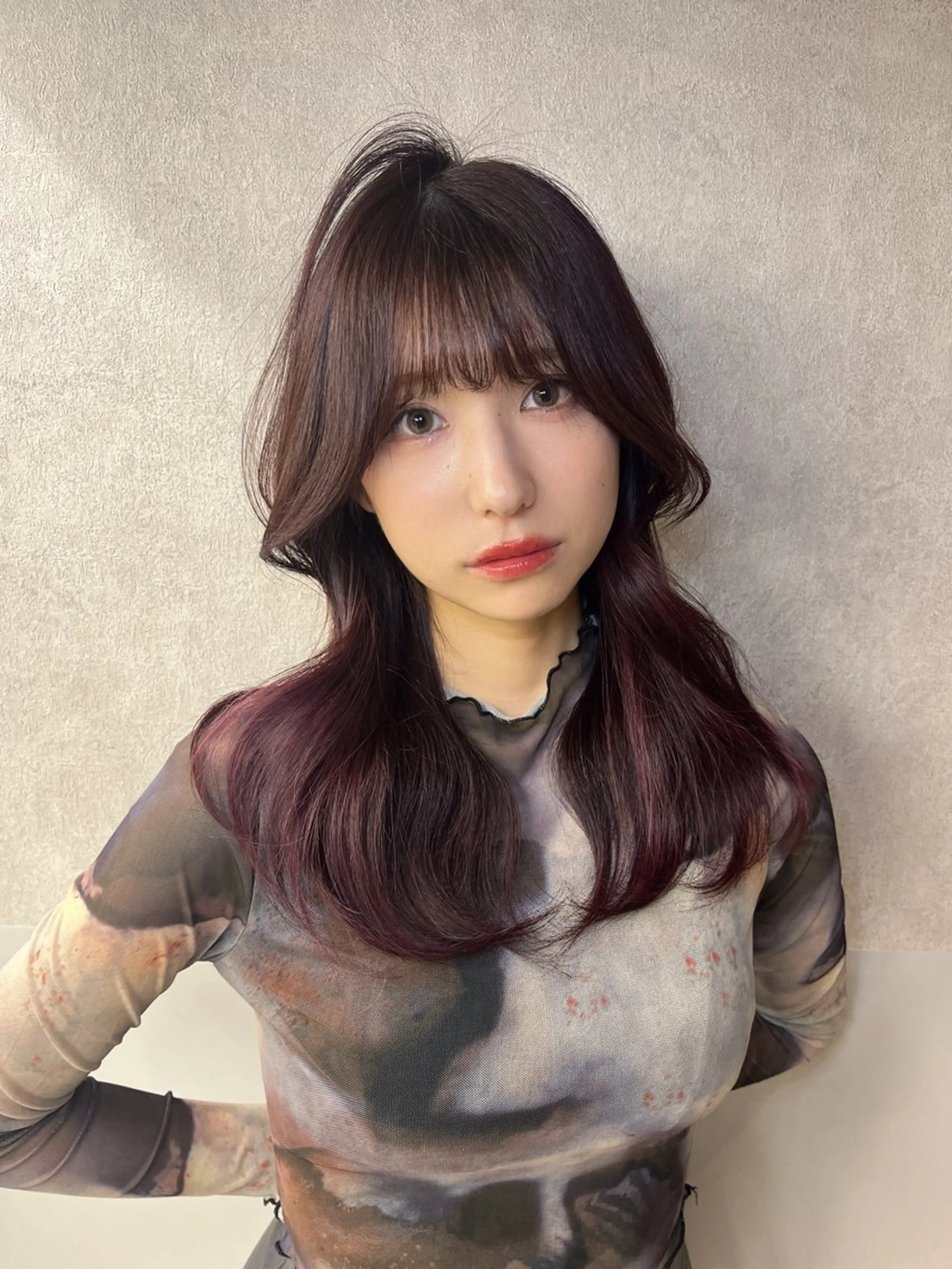 セミロング カラー トリートメント 韓国🇰🇷レイヤー 透明感/秀瑛🩶のヘアスタイル