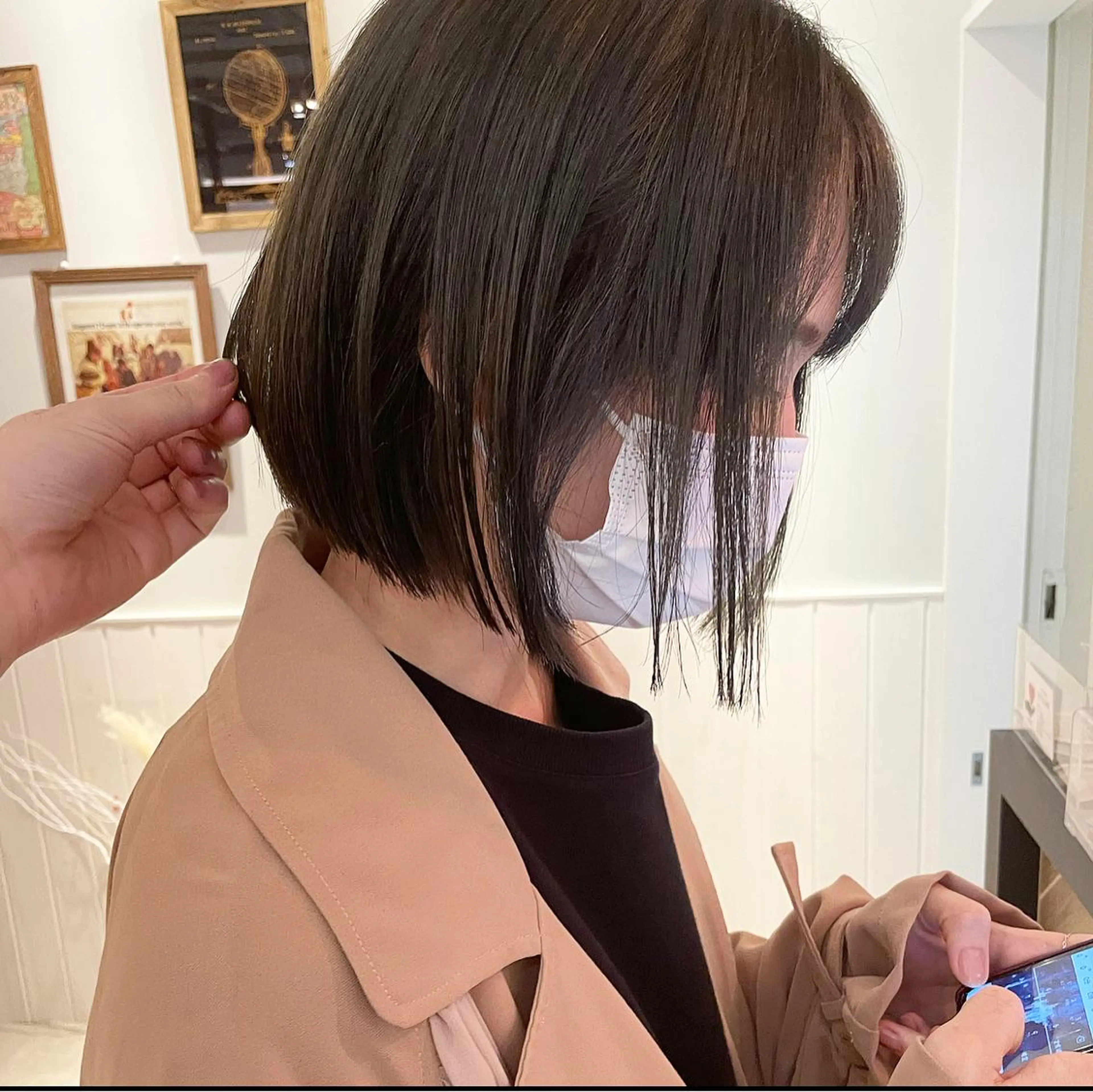 ショート カラー ダークグレー ボブ カット ヘアカラー トリートメント デザインカラー/ エクステ/ブリーチのヘアスタイル
