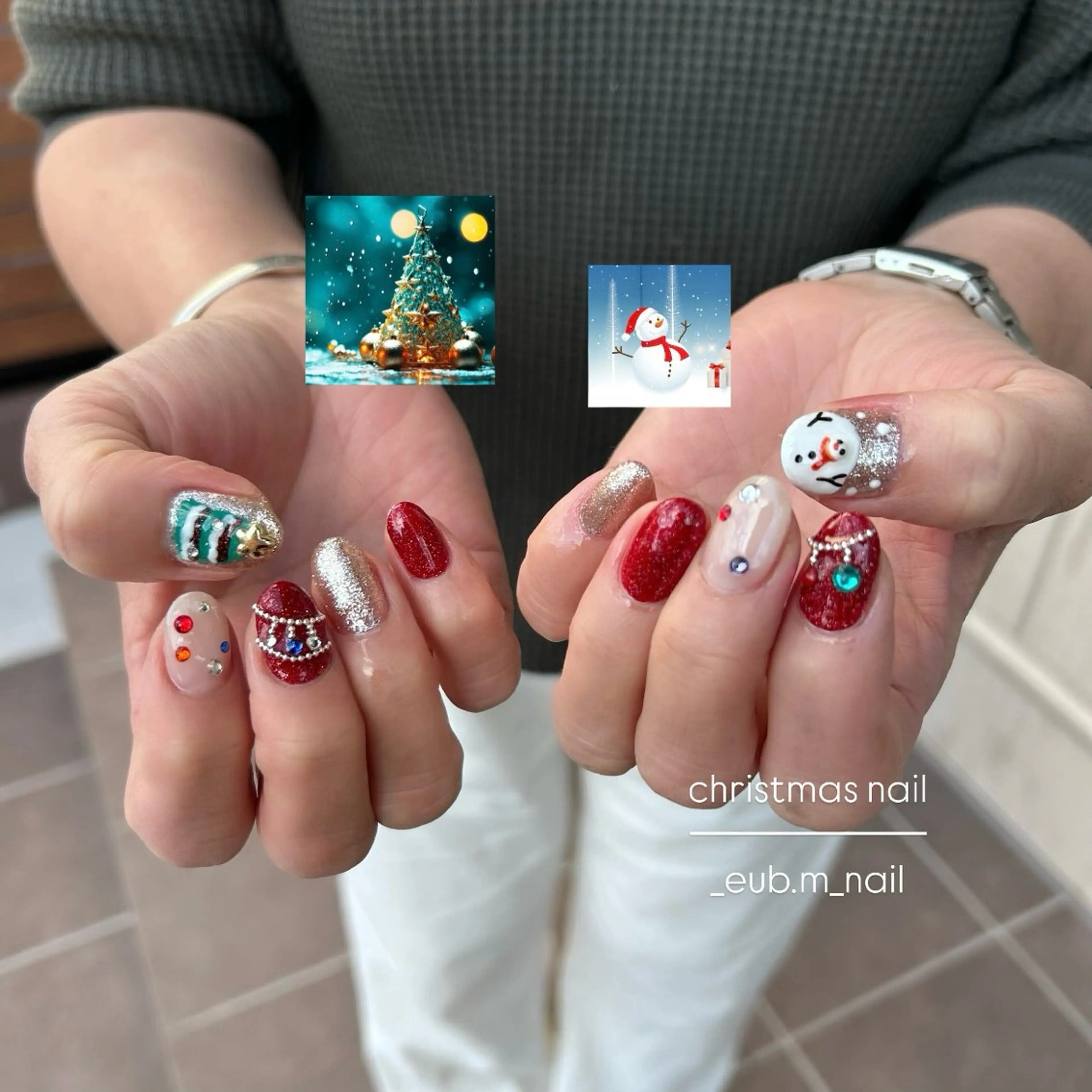ネイル キラキラネイル 冬ネイル クリスマス ハンドネイル 深夜ネイルサロン eub.m_nailのネイルデザイン