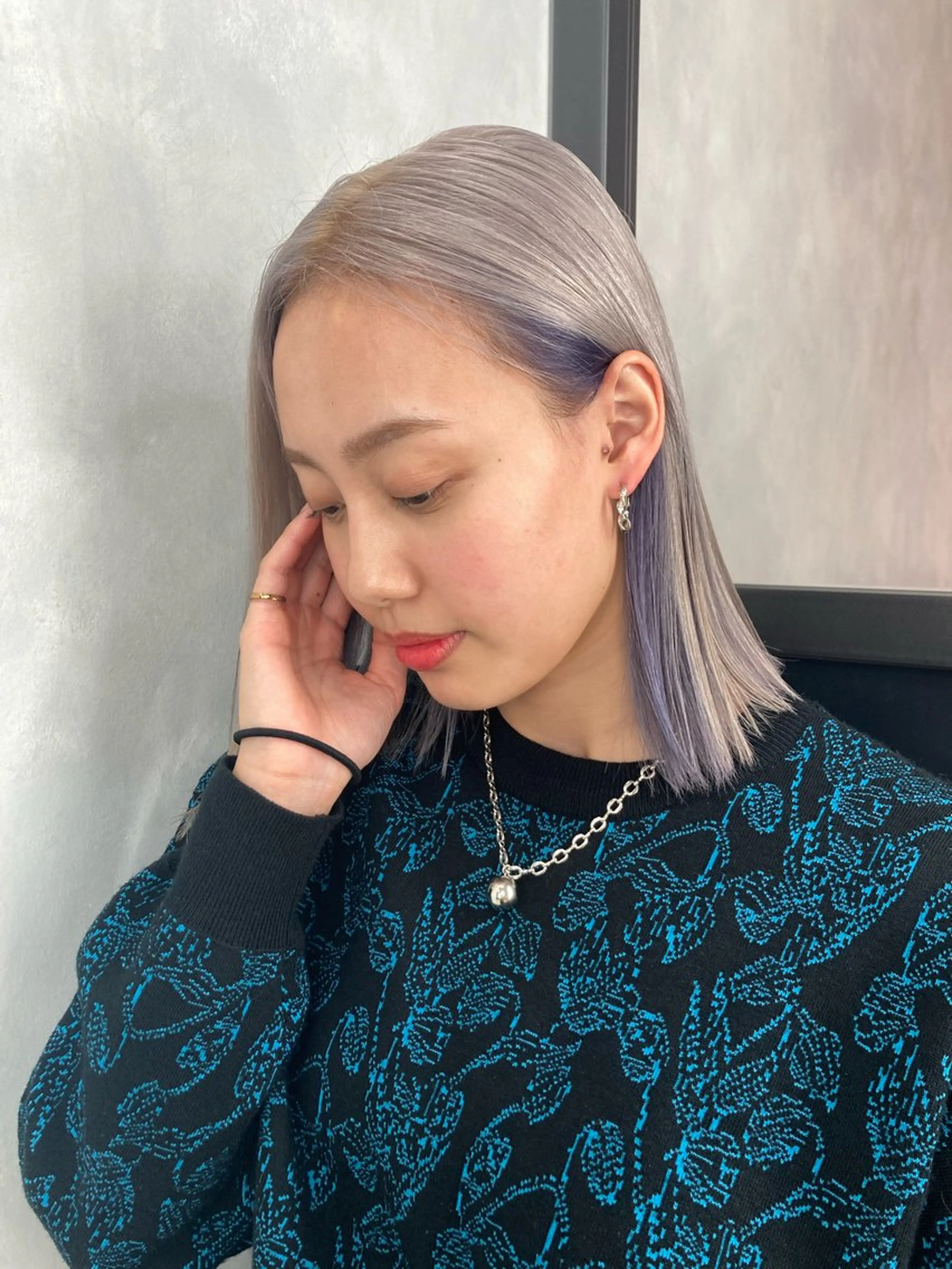 カラー ラベンダーカラー ラベンダーグレー カット ヘアカラー トリートメント 似合わせ小顔ショート /akane🐰♥️のヘアスタイル