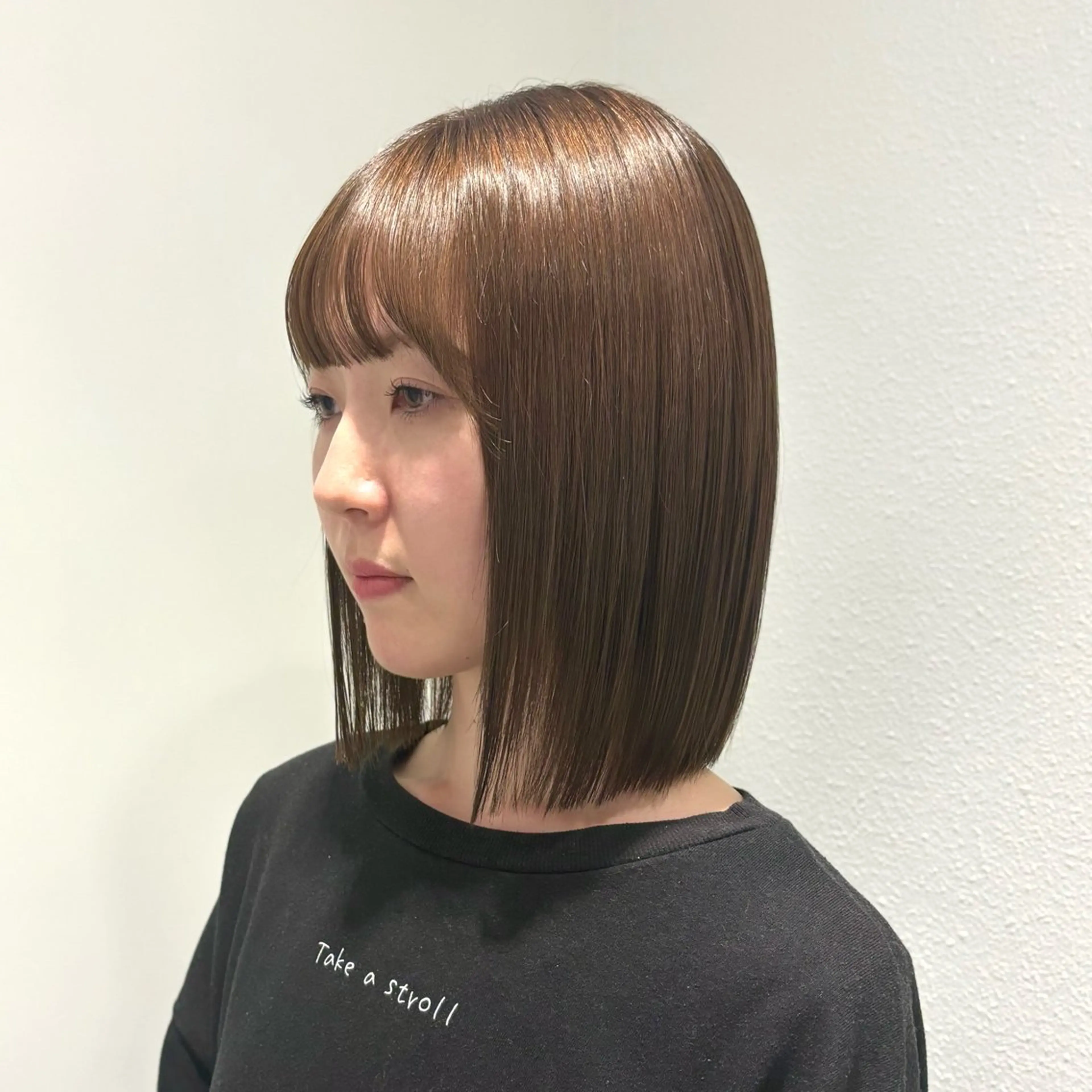 ミディアム ボブ 縮毛矯正 カット 艶カラー/アレンジ 田上素直のヘアスタイル