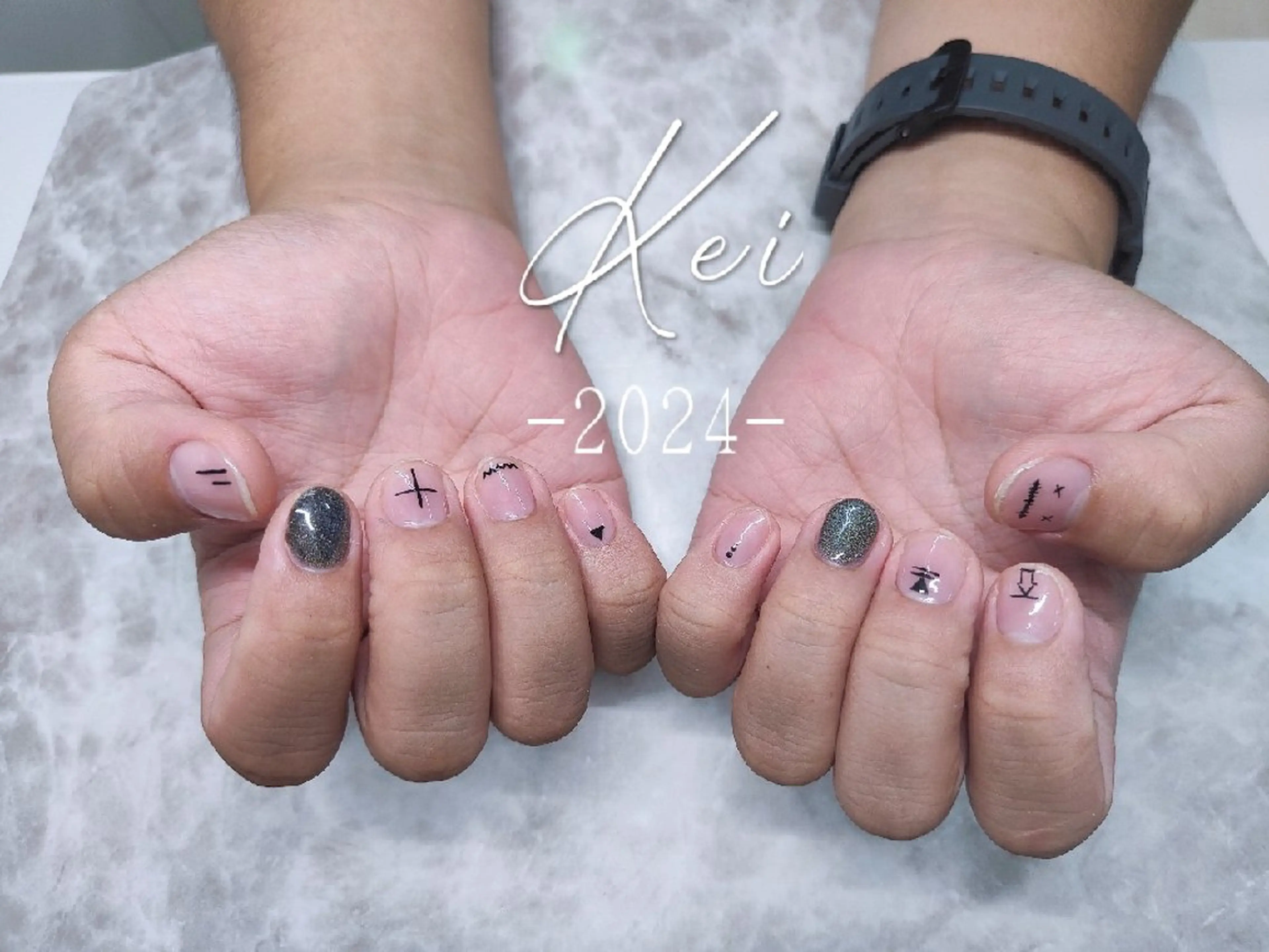 メンズネイル　持ち込みオケ　初回ジェルオフ無料　アート４本含めの写真