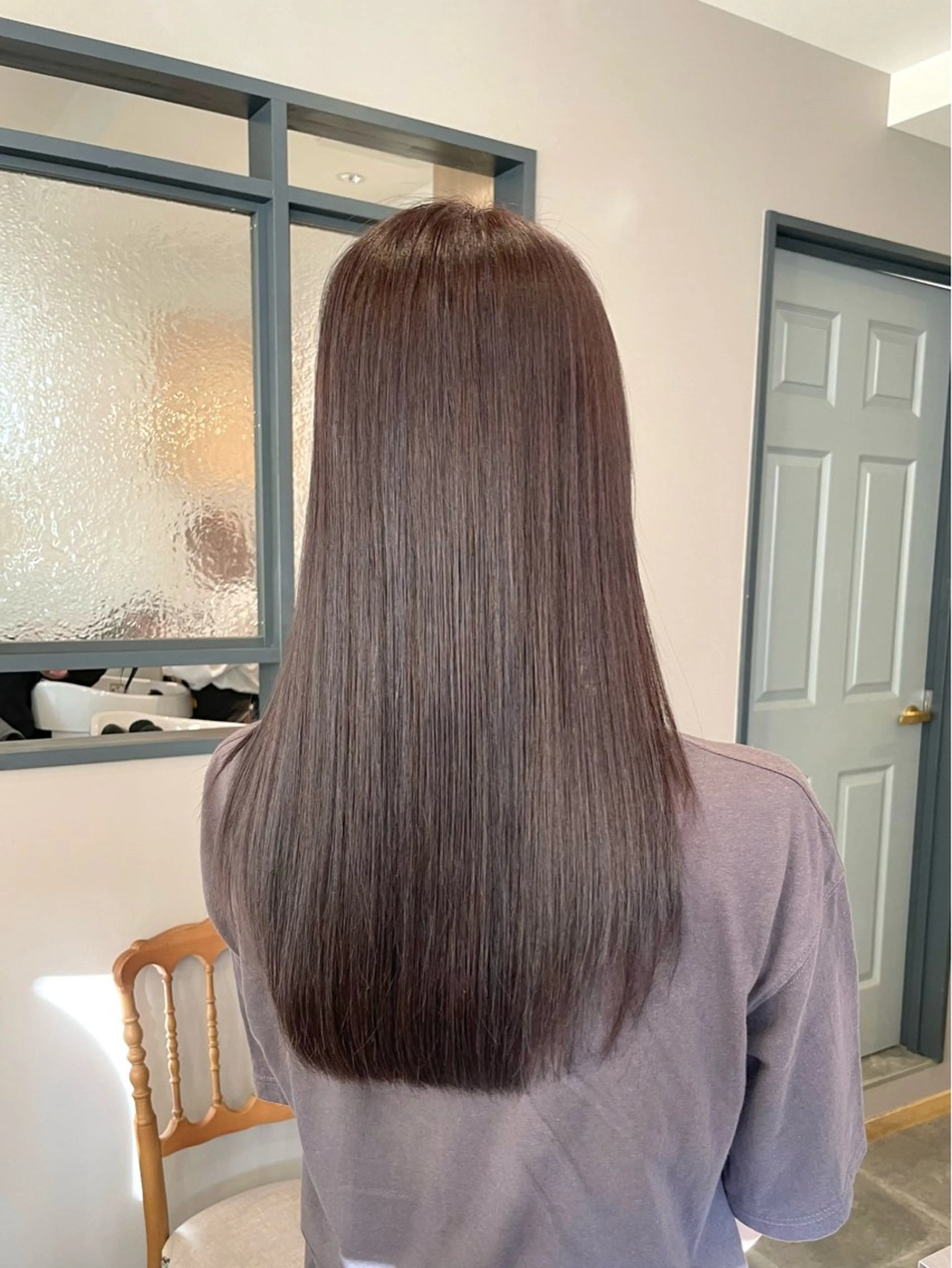 ロング カラー カット 縮毛矯正 トリートメント 西村 れいのヘアスタイル