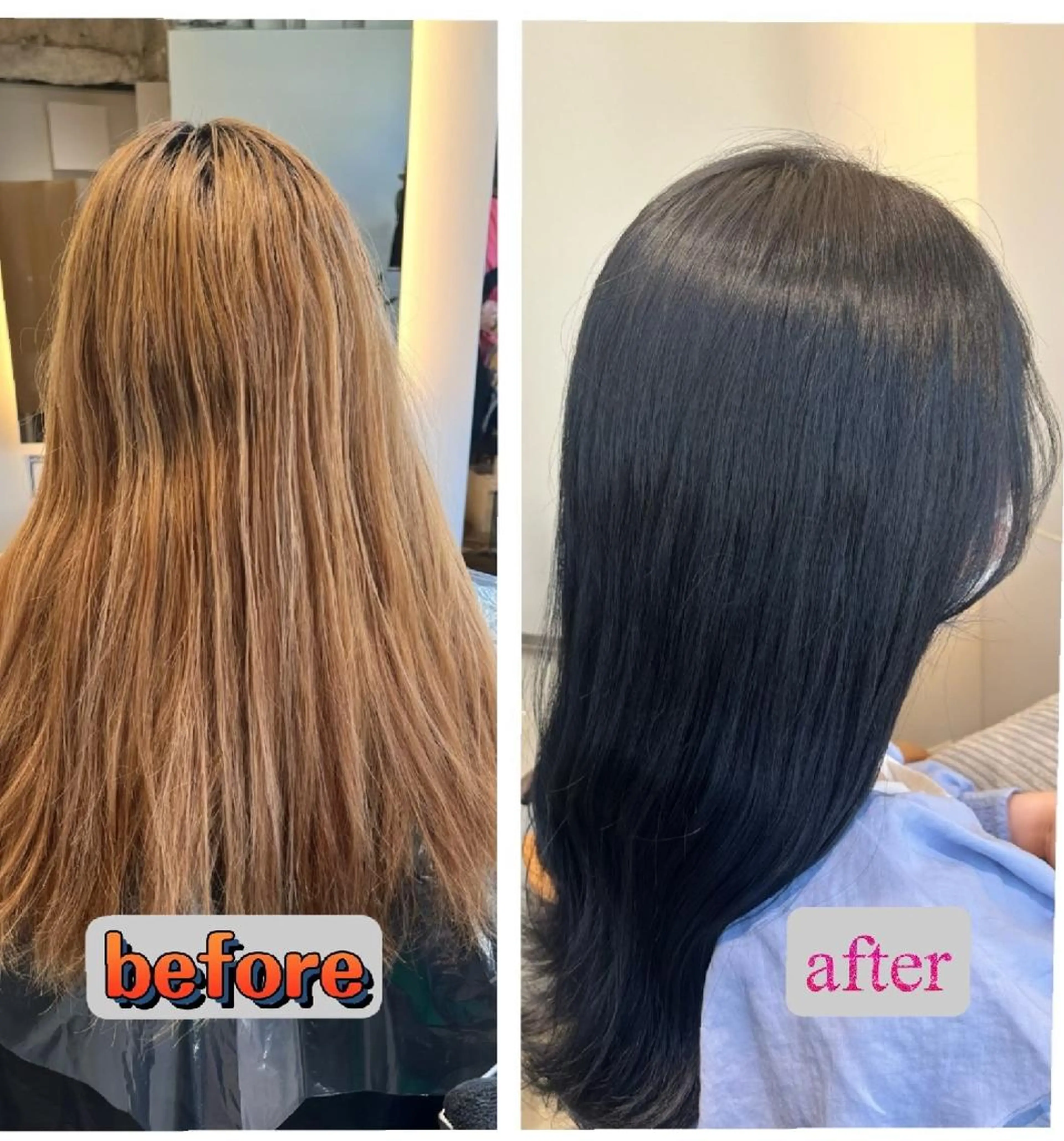 セミロング カラー 黒髪 ブルーカラー ブルーブラック 中野渡 真利那のヘアスタイル