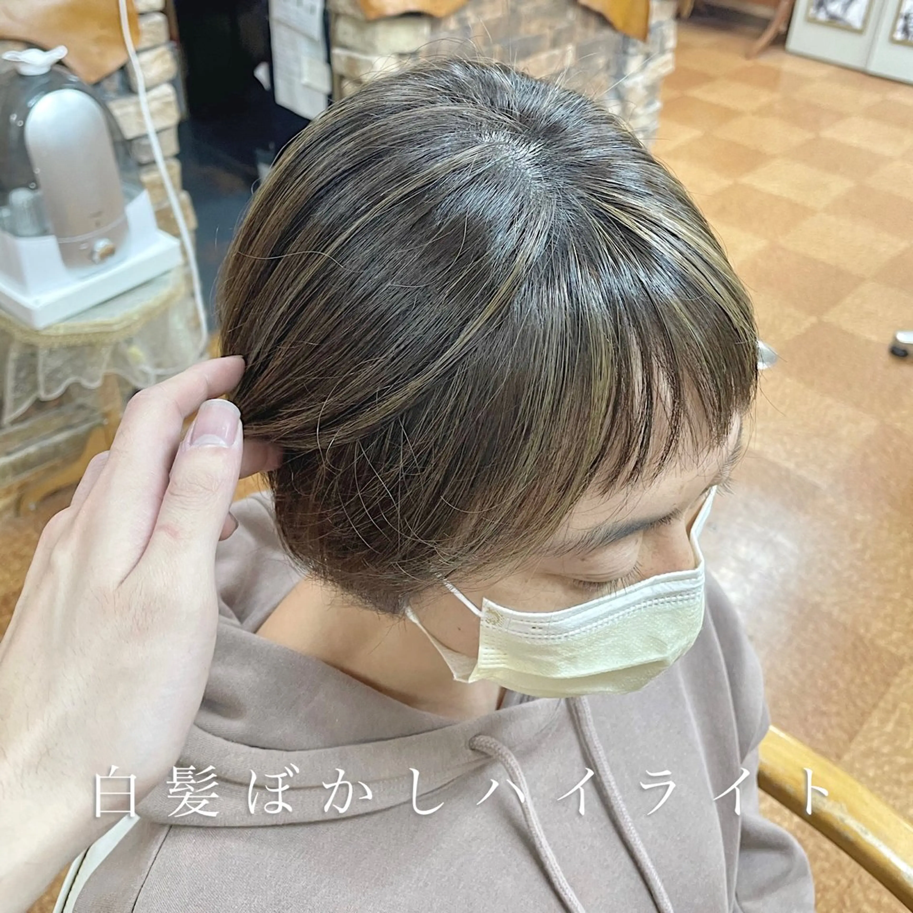 ショート カラー グレージュ ハイライトカラー ハイライト リバティークルー初石店所属・似合わせカット/ボブ 𓍼澁谷礼一のヘアスタイル