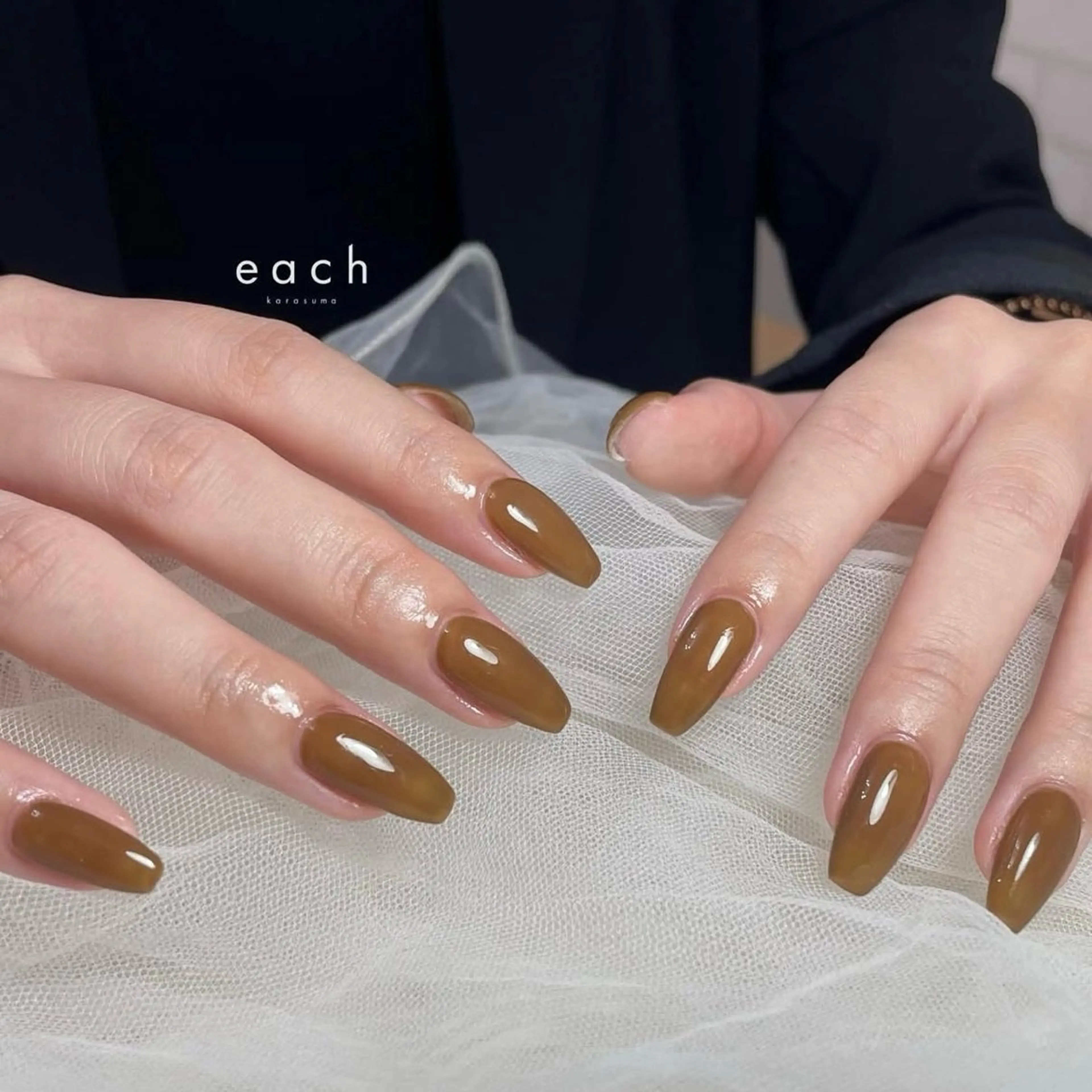 ネイル ブラウン ハンドネイル each kiyokaのネイルデザイン