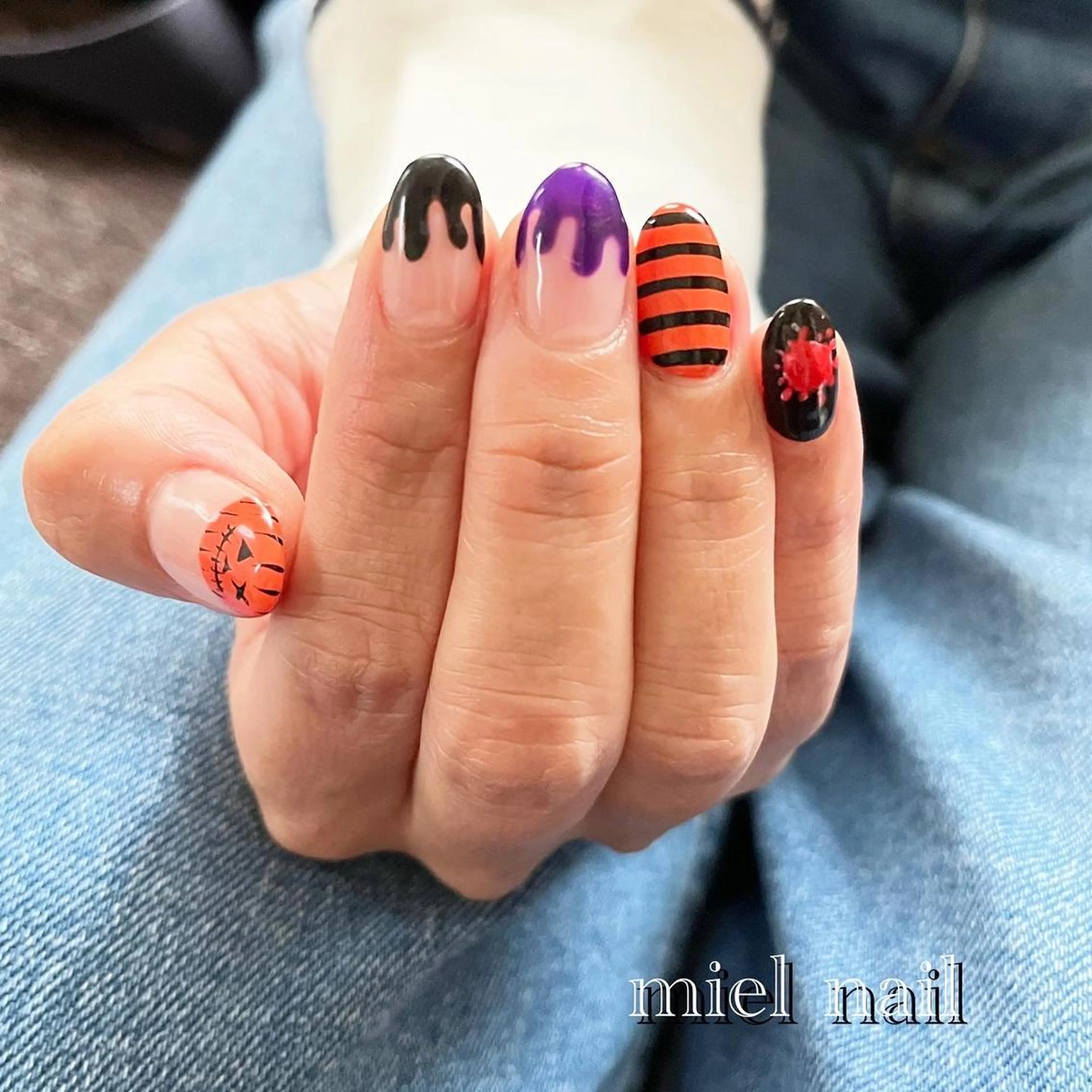 ネイル ハロウィン 持ち込み ハンドネイル miel nailのネイルデザイン