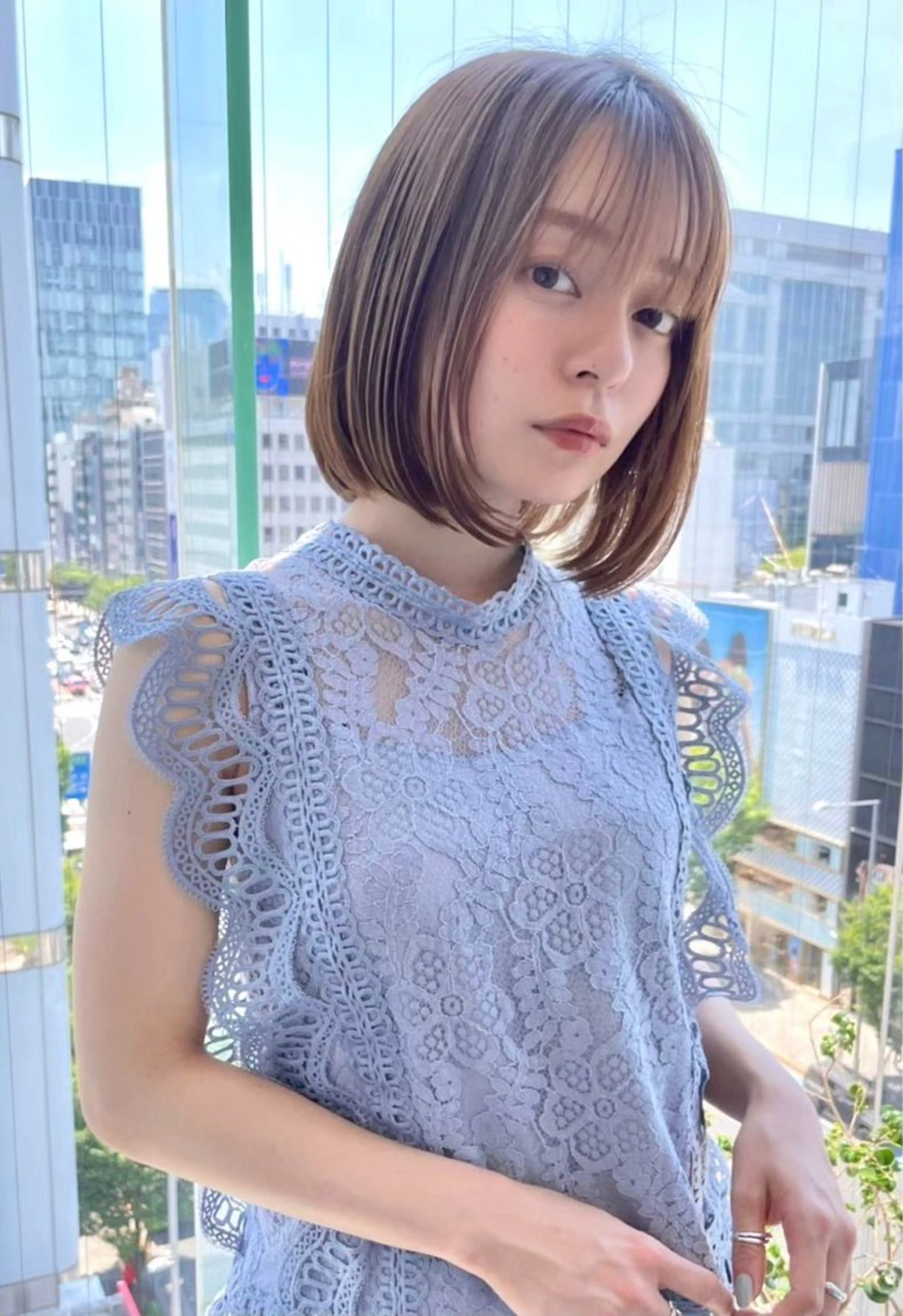 ショート Momo/ショート 切りっぱなしボブ韓国のヘアスタイル