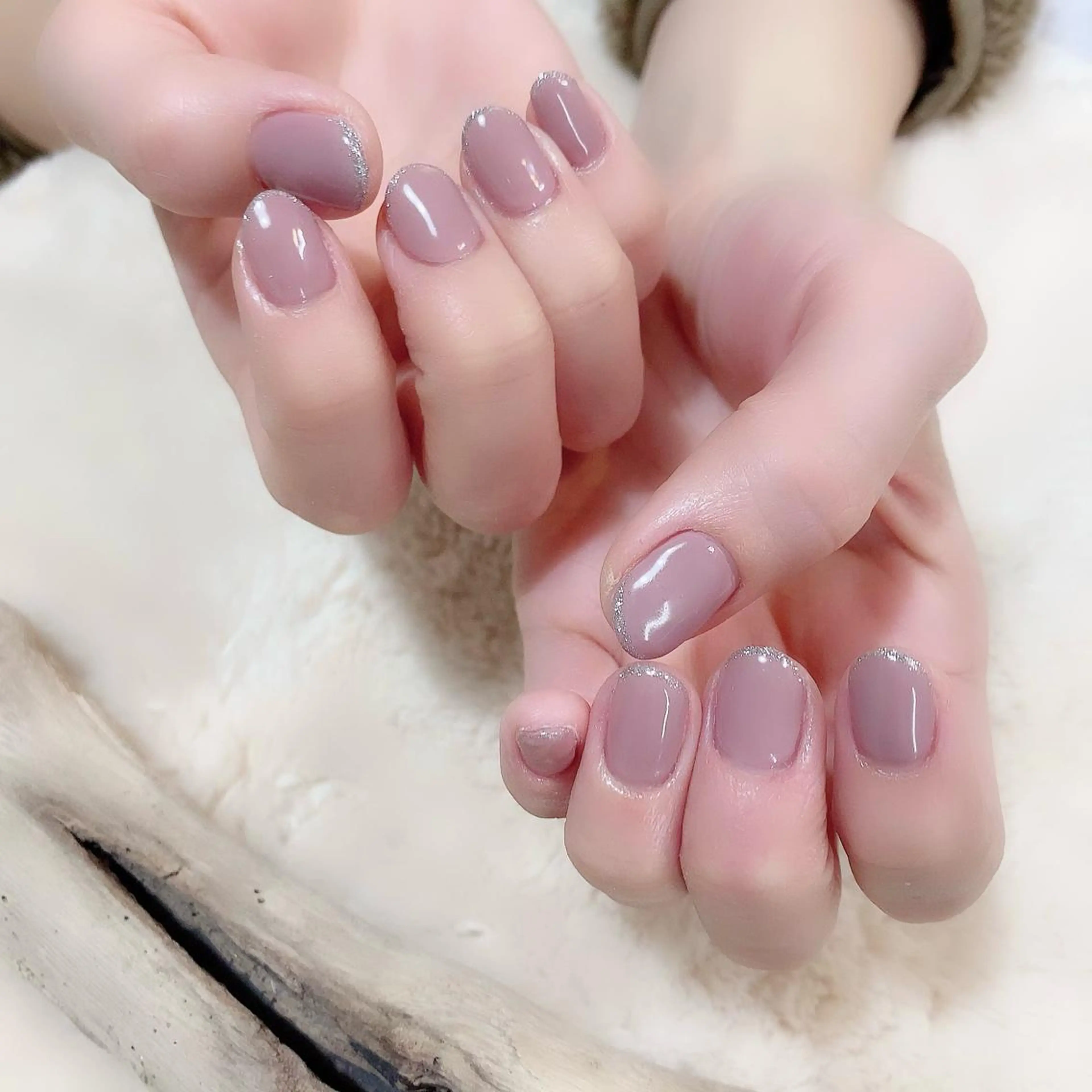 ネイル ワンカラーネイル ピンク シルバー YAS 青柳 安代のネイルデザイン