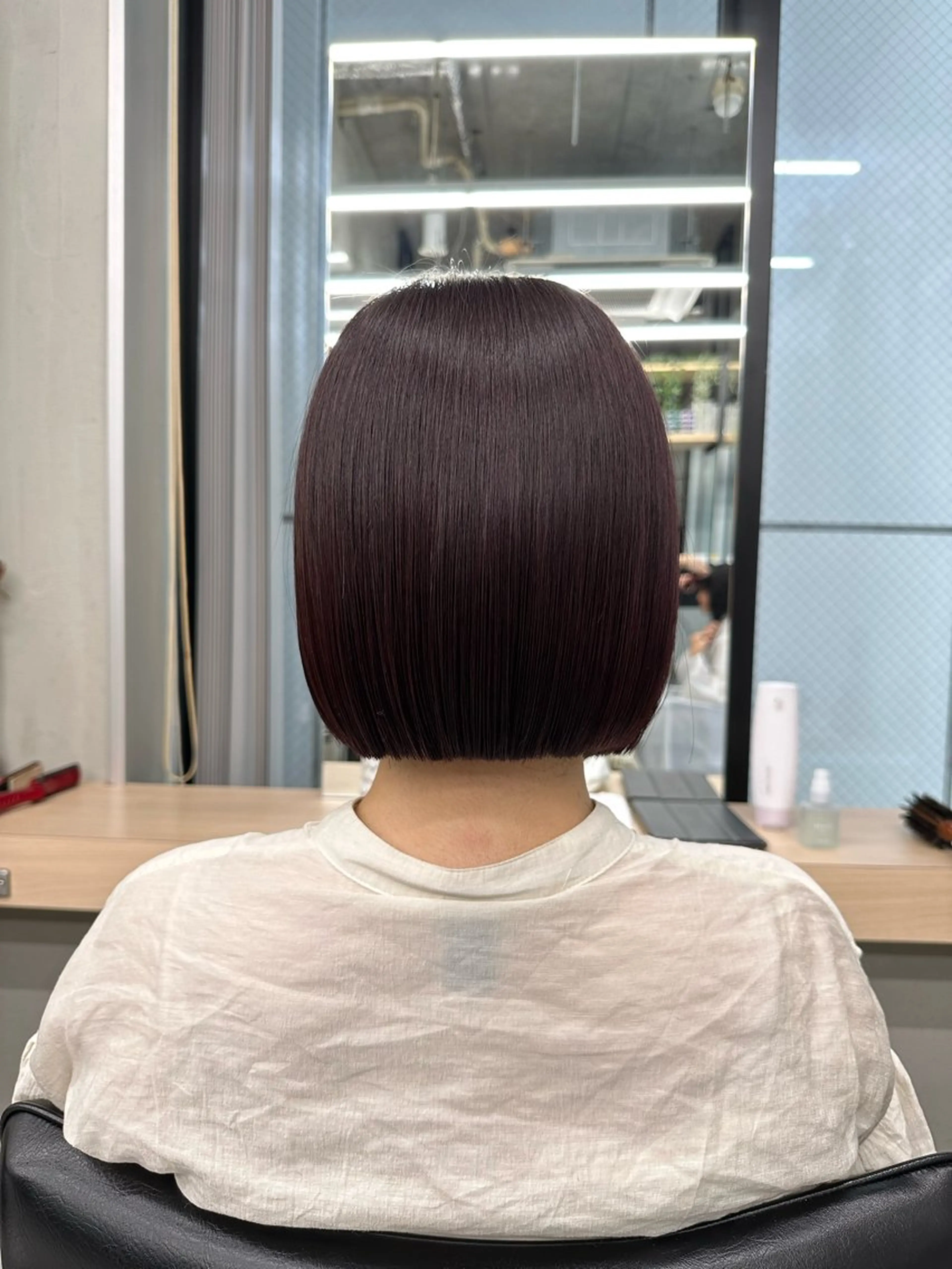 ショート カット ヘアカラー 切りっぱなしボブ/ 小顔ボブNANAのヘアスタイル