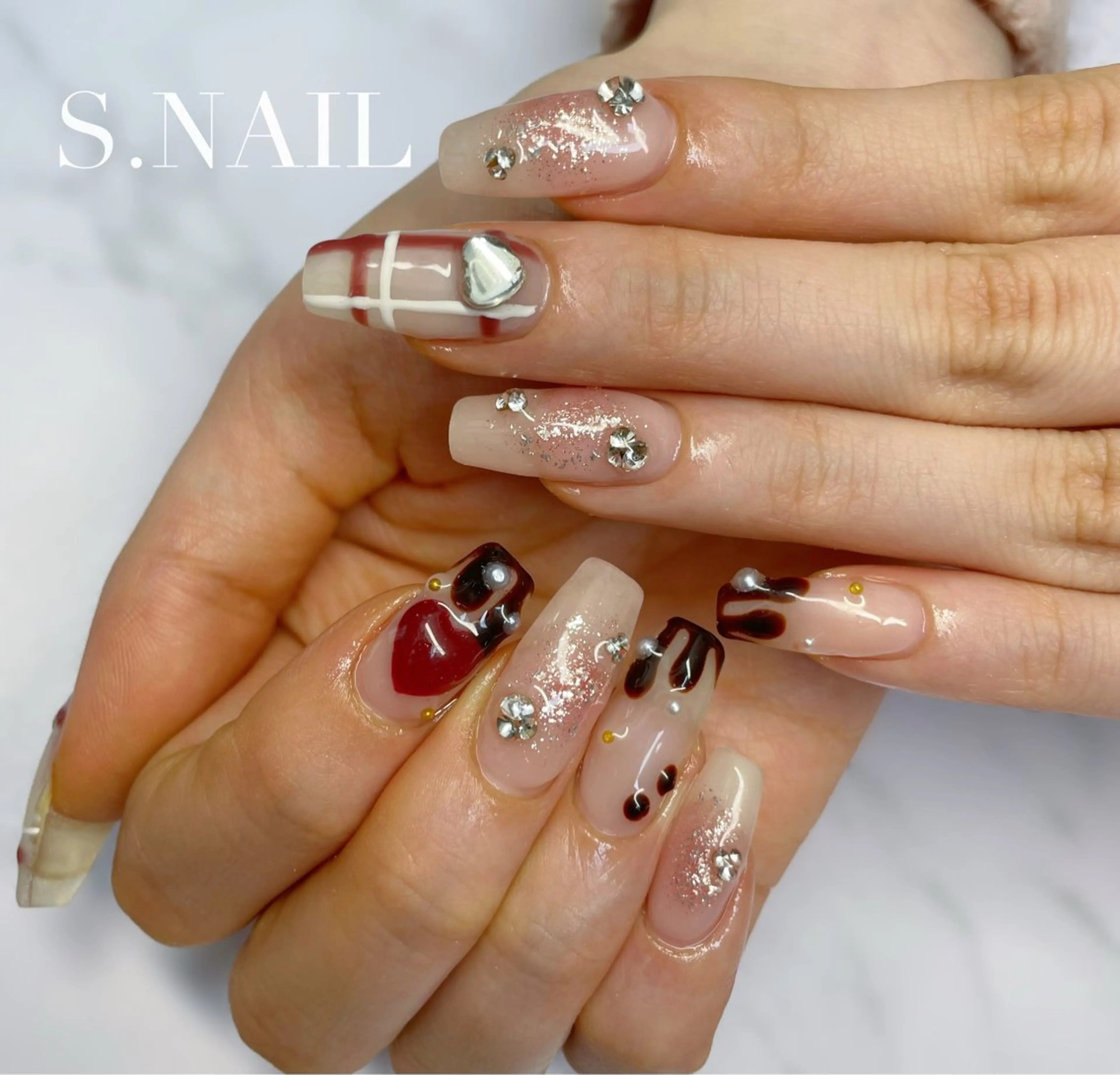 ネイル 持ち込み バレンタイン ハンドネイル S♡NAIL所属・S.NAIL Suuのネイルデザイン