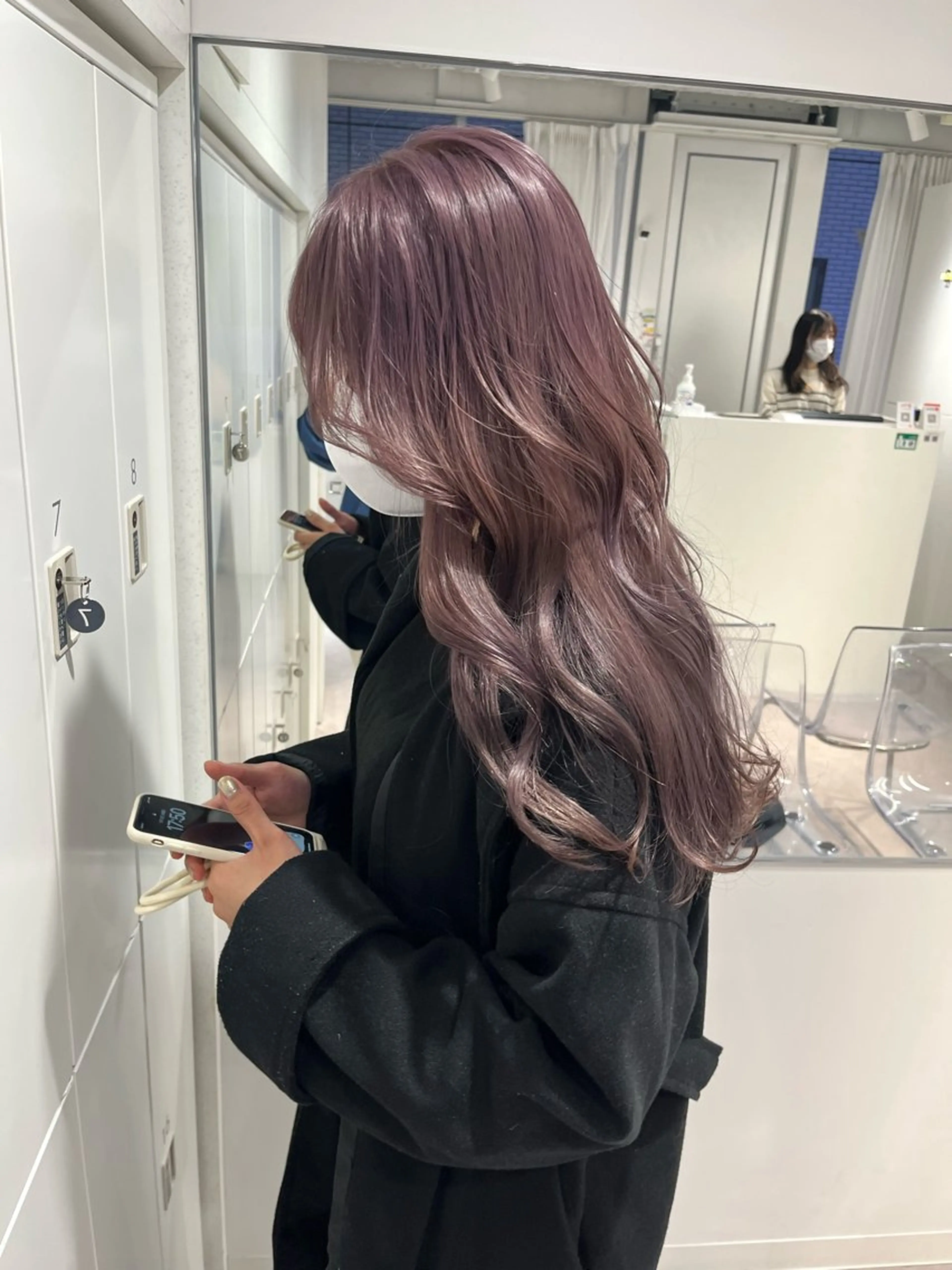 ロング カラー ブリーチ ケアブリーチ ラベンダーカラー ピンクカラー ピンクラベンダー カット ヘアカラー トリートメント 韓国レイヤー/新宿/ 髪質改善/岡崎のヘアスタイル