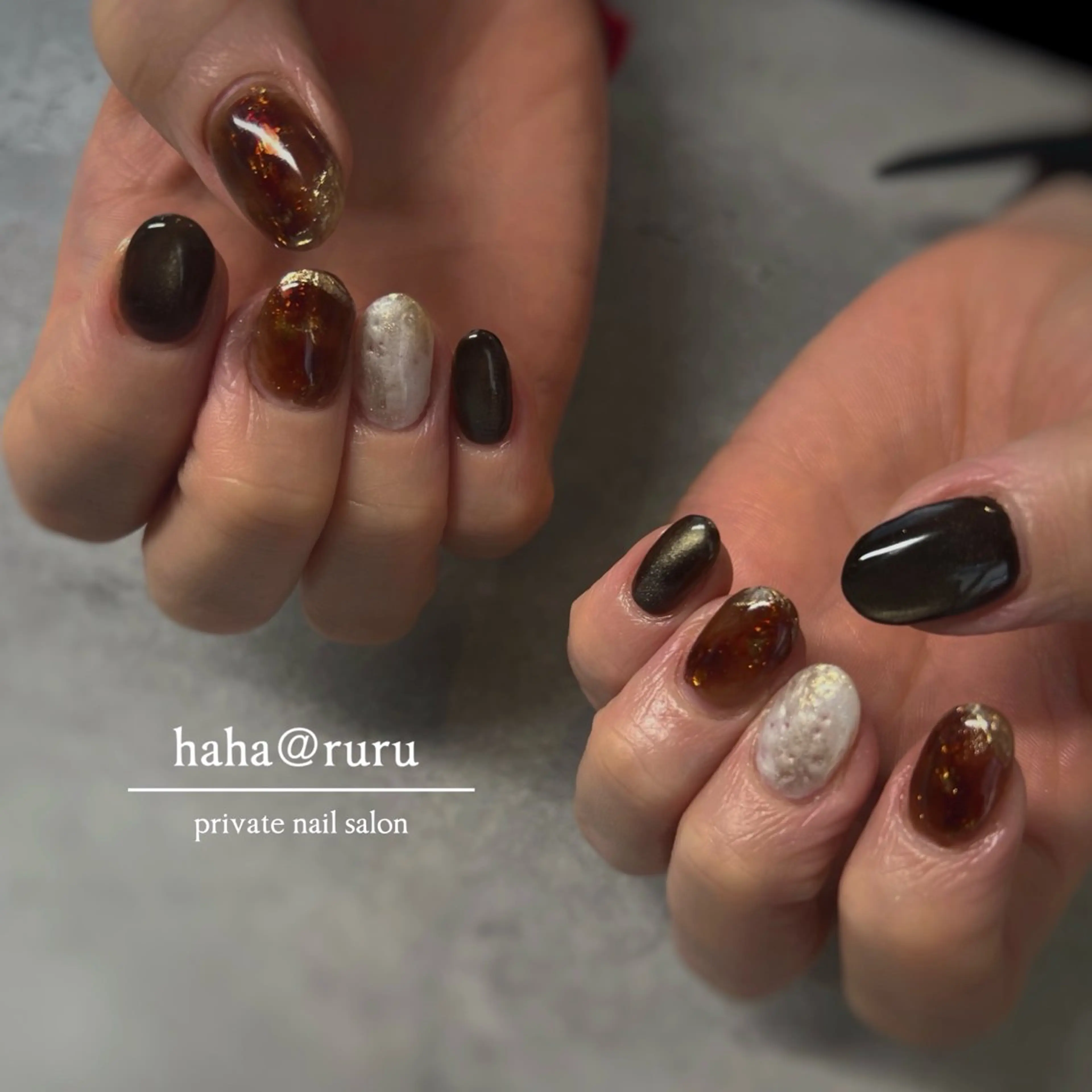 ネイル べっ甲ネイル ニュアンスネイル haha@ ruruのネイルデザイン