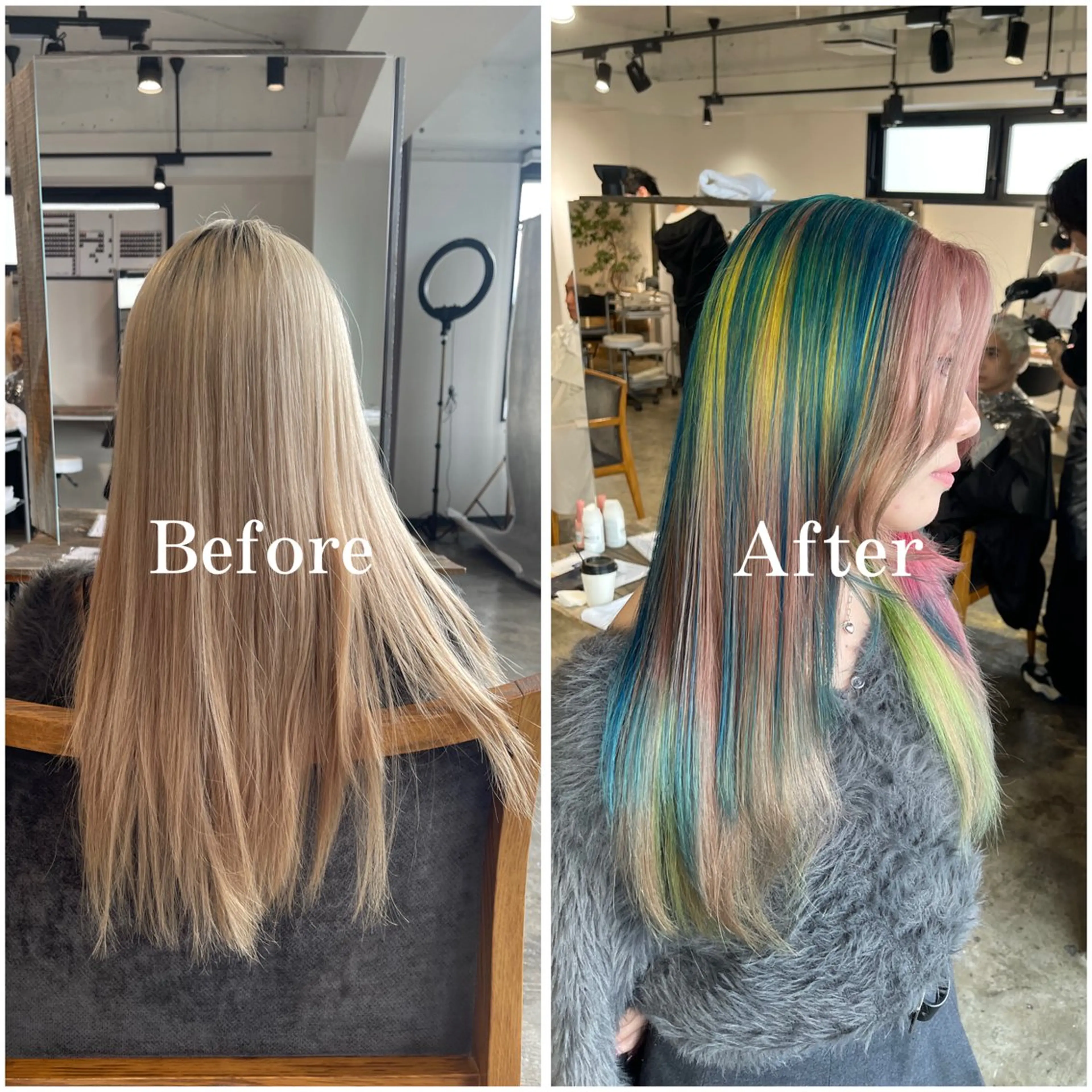 ロング カラー ブリーチ ケアブリーチ デザインカラー 似合わせカット ヘアカラー トリートメント ヘッドスパ ムラ修正/ ハイトーン💖Riaのヘアスタイル