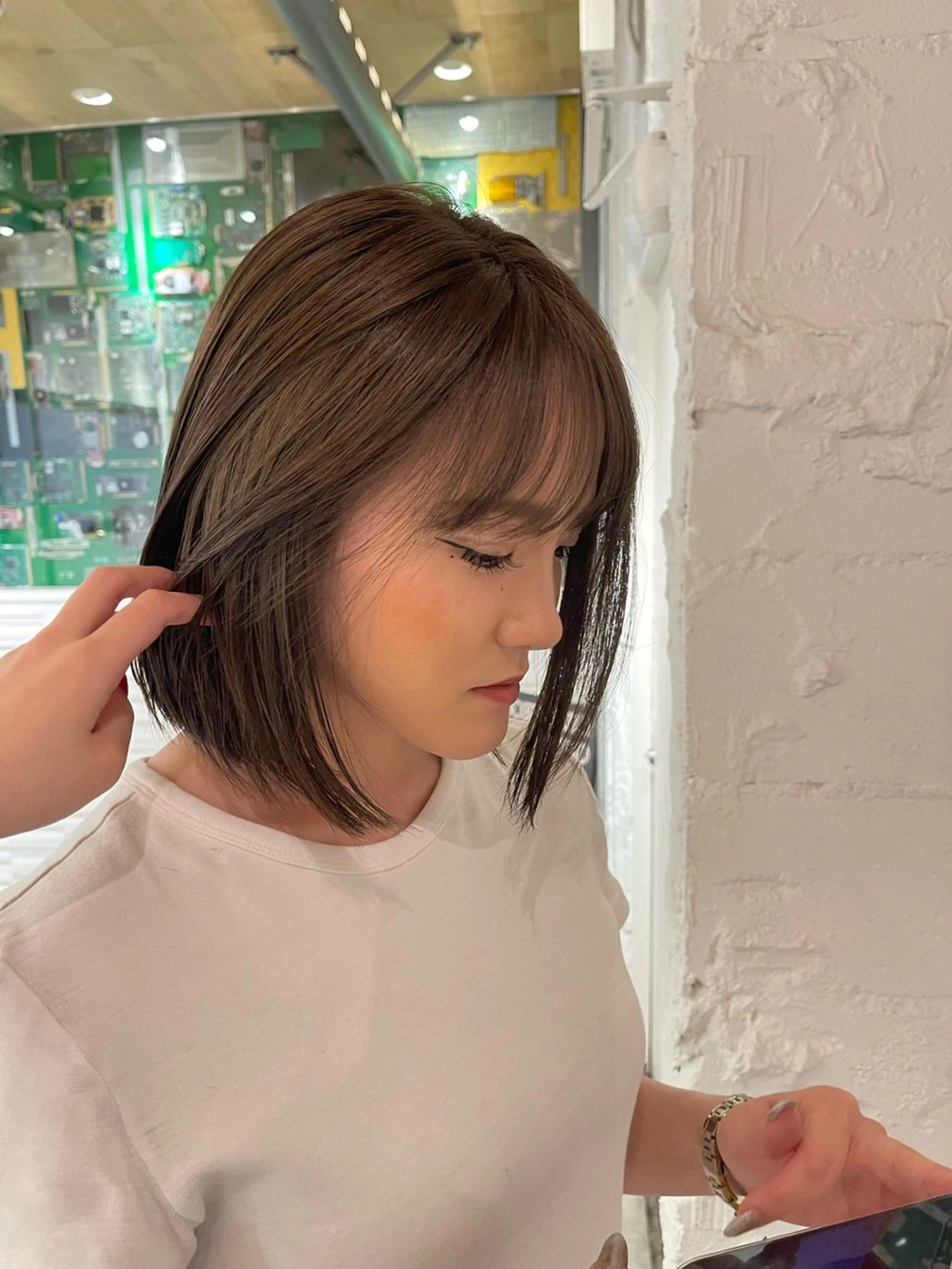 ショート カラー ブリーチ 透明感カラー ヘアカラー トリートメント lunty miichiのヘアスタイル