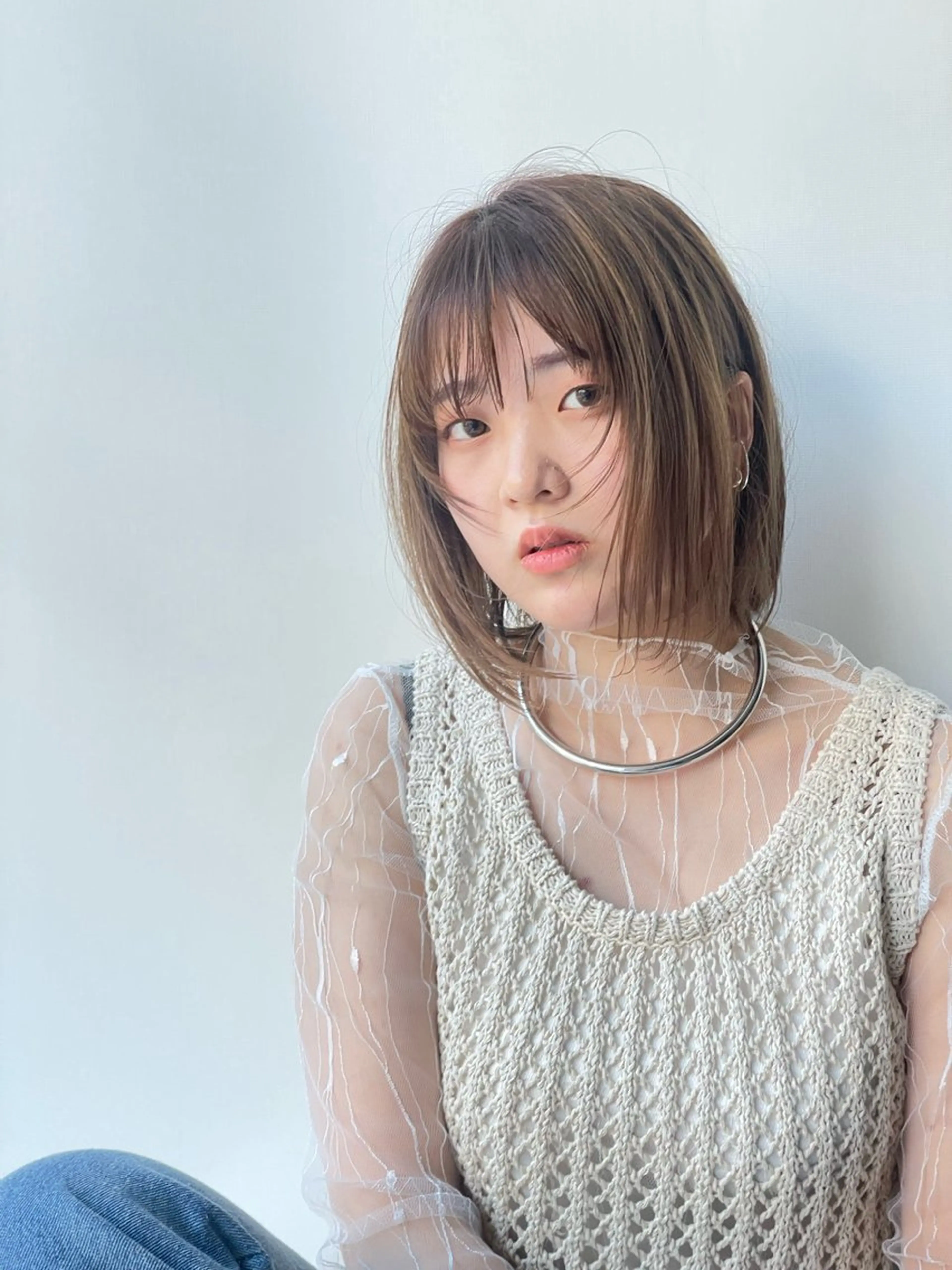 ミディアム カラー ヘアカラー トリートメント 透明感カラー/ 髪質改善/サクラ🌸のヘアスタイル