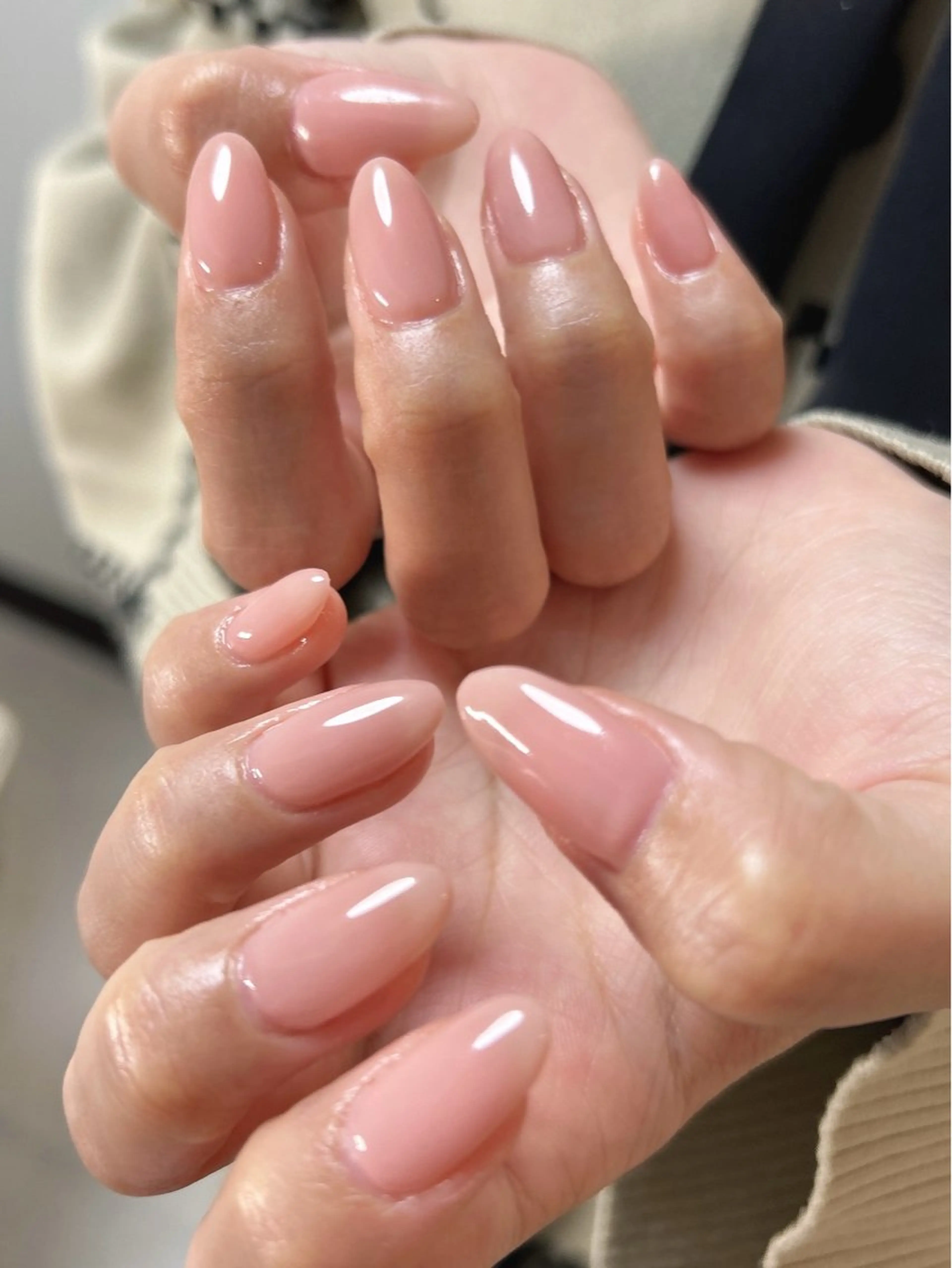 ネイル ワンカラーネイル ピンク ピンクベージュ ハンドネイル ten nail salon　かえでのネイルデザイン