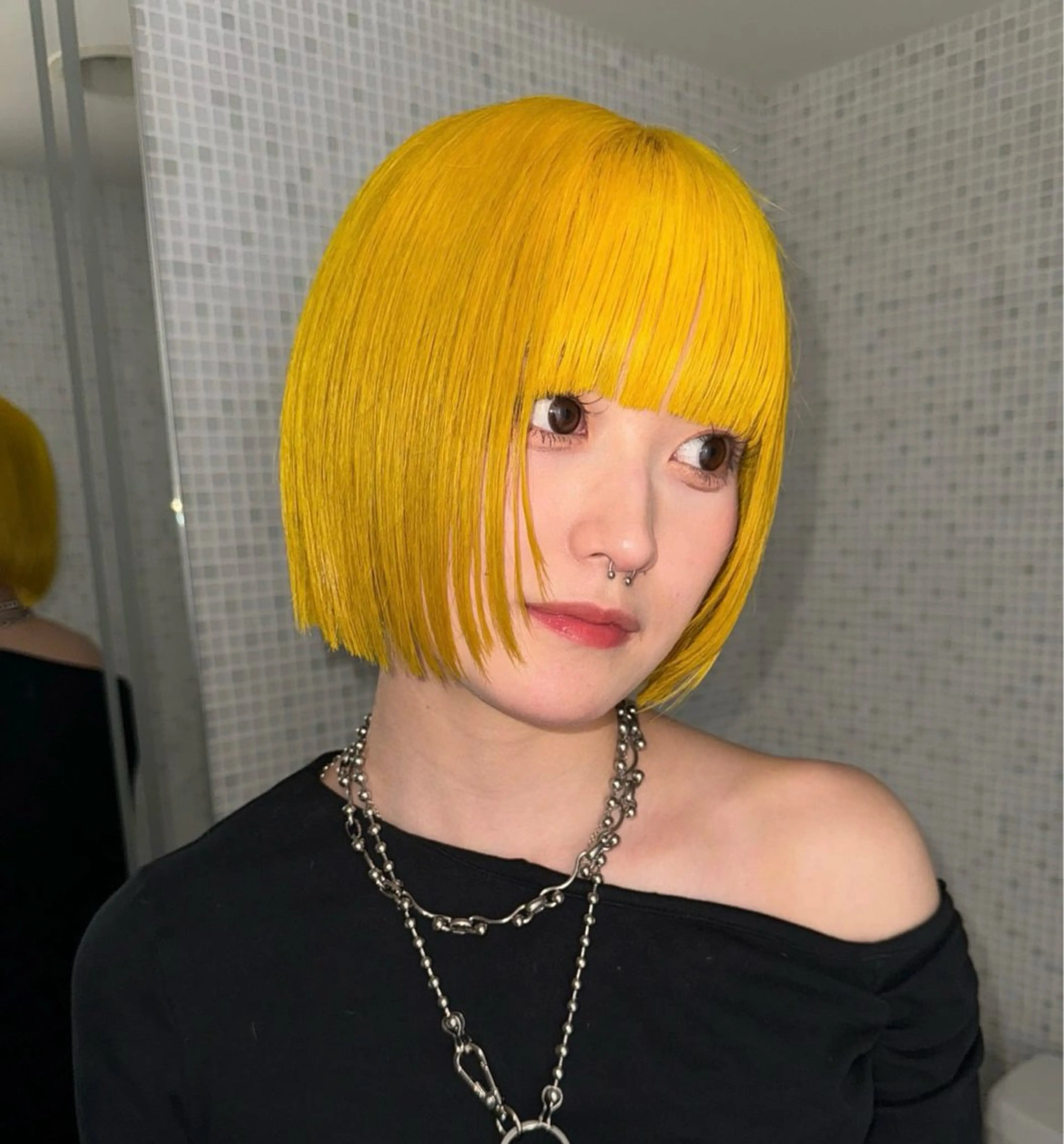 ミディアム カラー ヘアカラー ハイトーン/艶カラー /KISHIのヘアスタイル