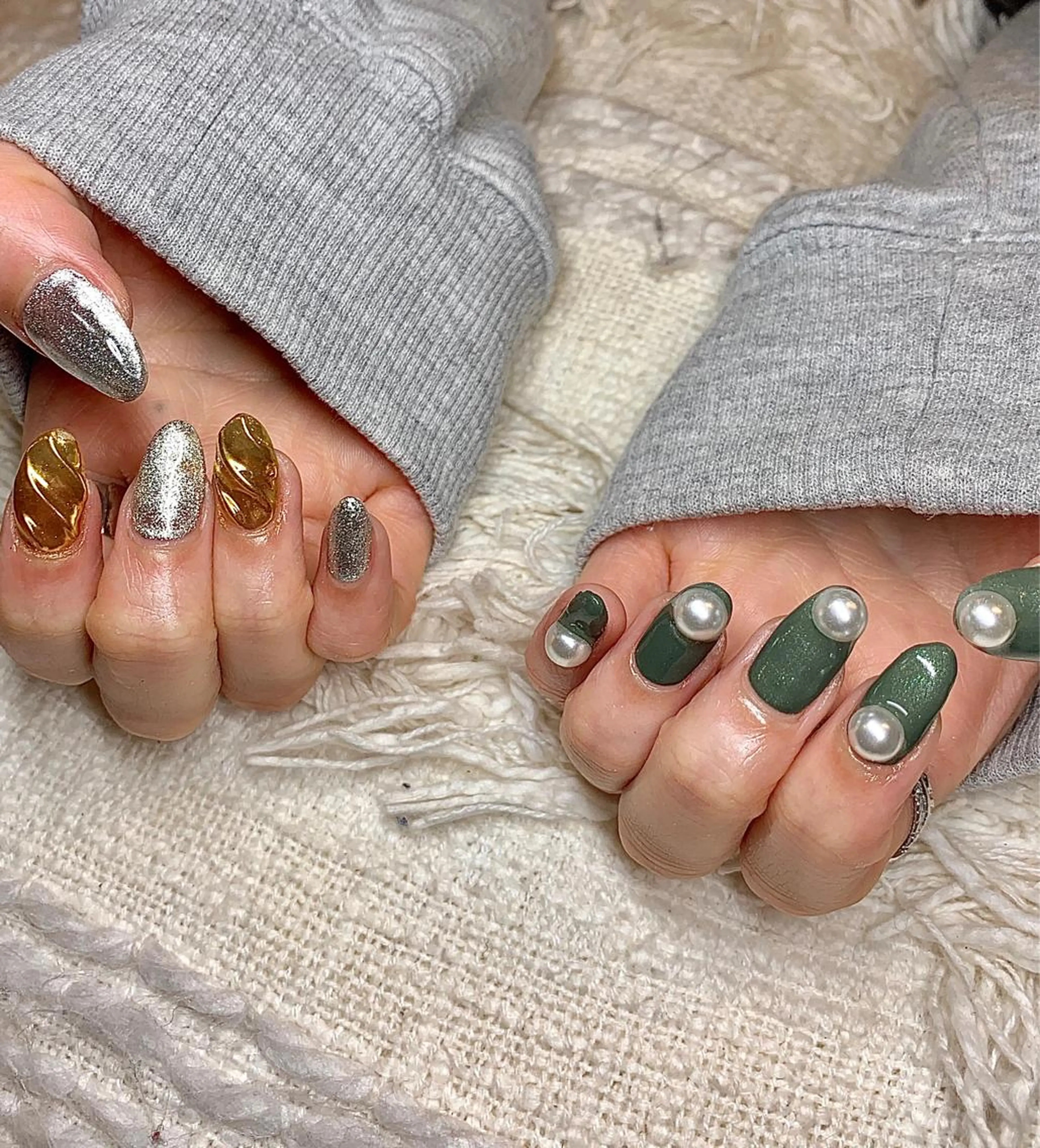 セミロング カラー パーマ ヘアアレンジ ネイル マツエク・マツパ ミラーネイル nail&eye Aoのマツエク・マツパデザイン
