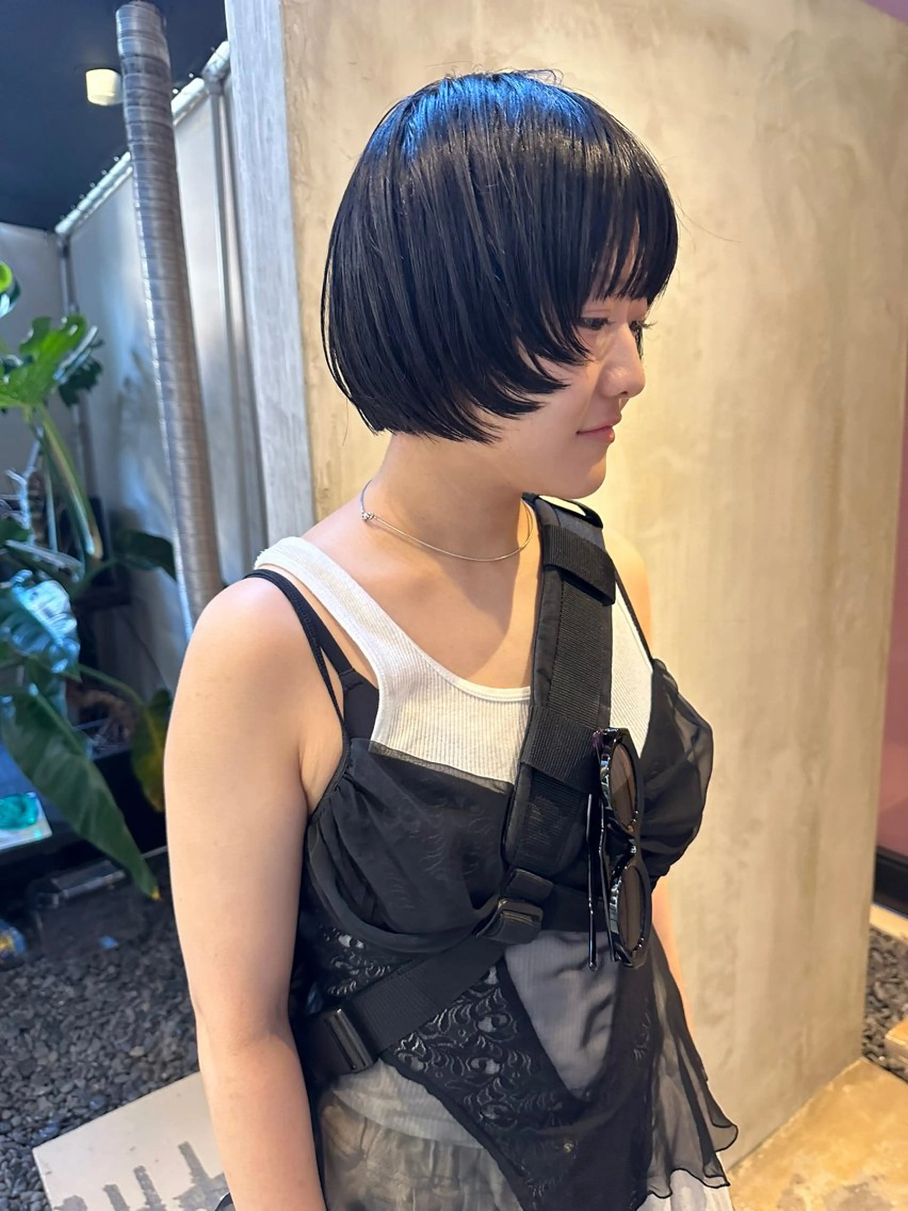 ショート ボブレイヤー ボブ 顔まわりレイヤー 顔周りカット レイヤーカット StylingBub所属・HARU／ボブ カットモデル天神大名のヘアスタイル