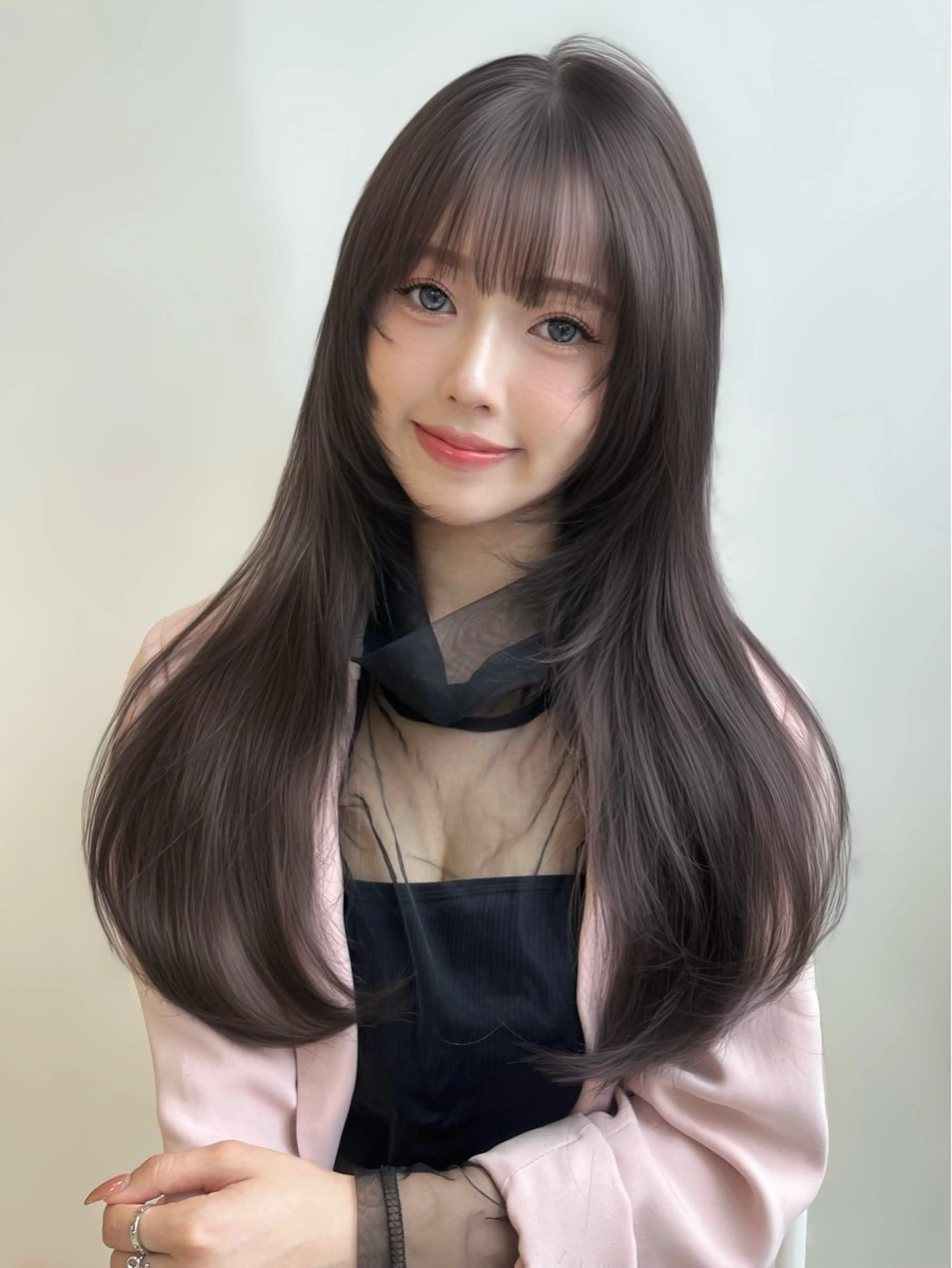 ロング 韓国メンズ特化 ダウン・毛流れパーマのヘアスタイル