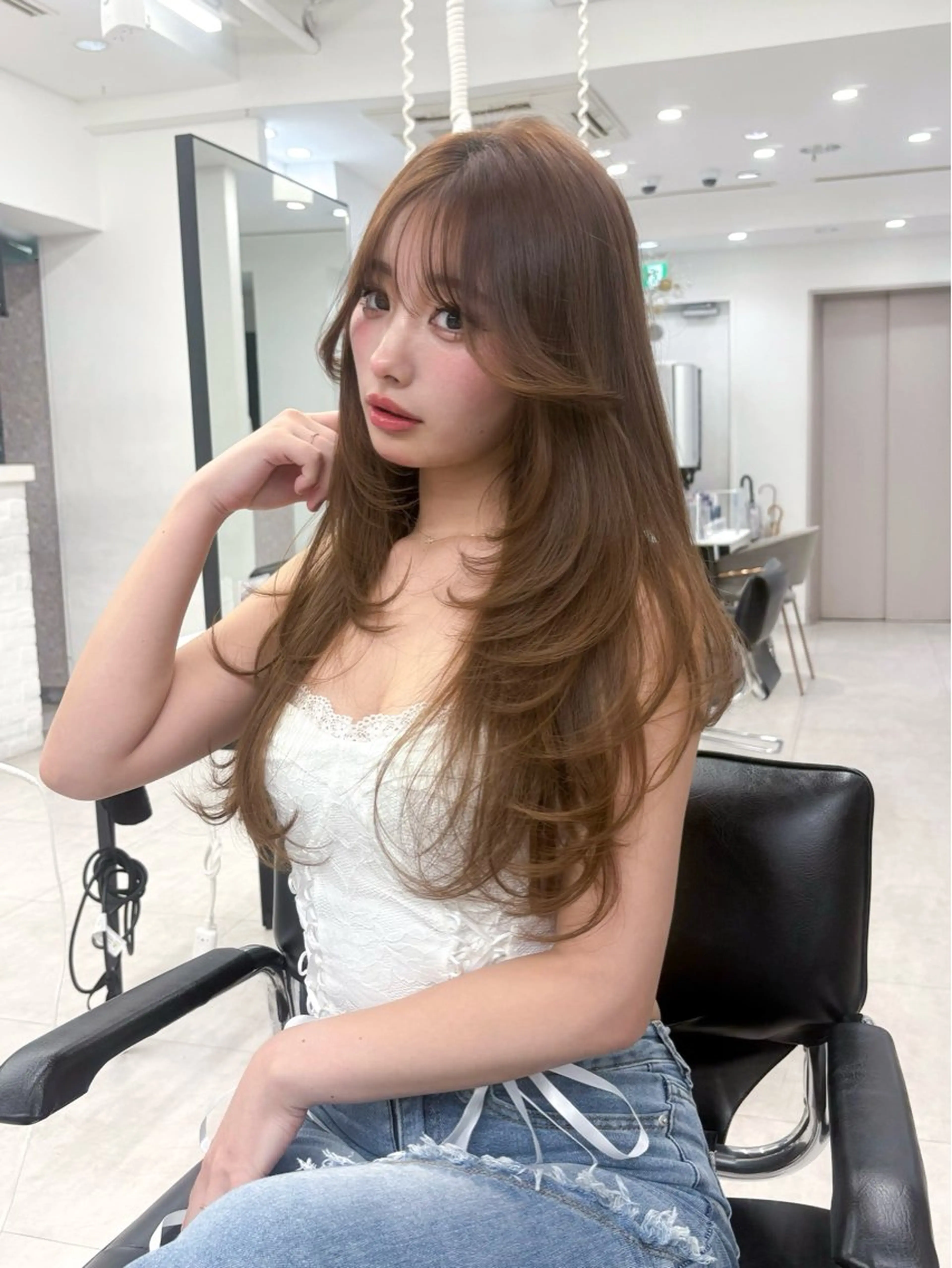 ロング カラー ベージュカラー 韓国風ヘア レイヤーカット カット トリートメント matsuzawa mihoのヘアスタイル