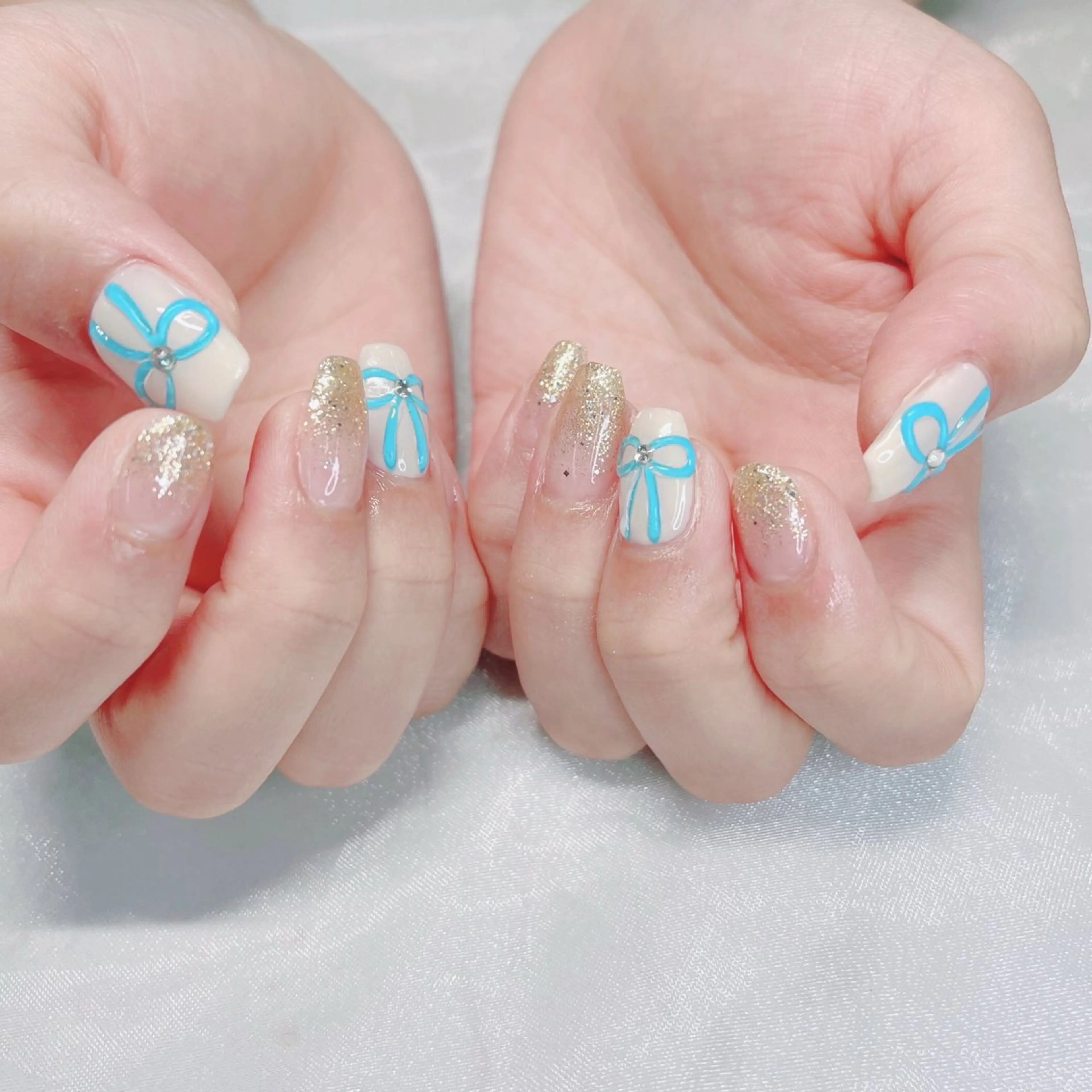 ネイル アートネイル ぷっくりネイル リボン ハンドネイル otomi 🌼*･のネイルデザイン