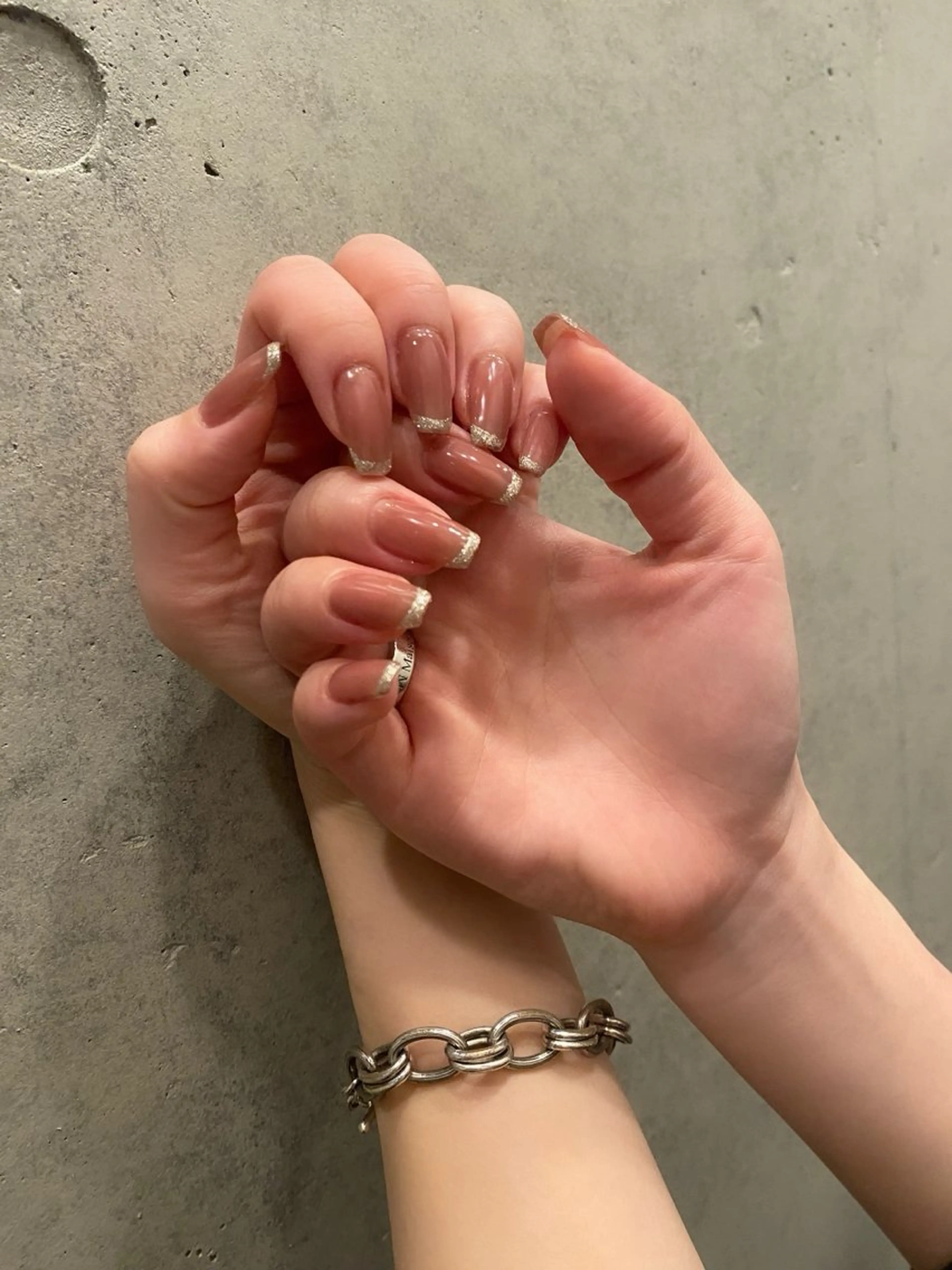 ネイル フレンチネイル ラメ(グリッター) RIHO ♡のネイルデザイン