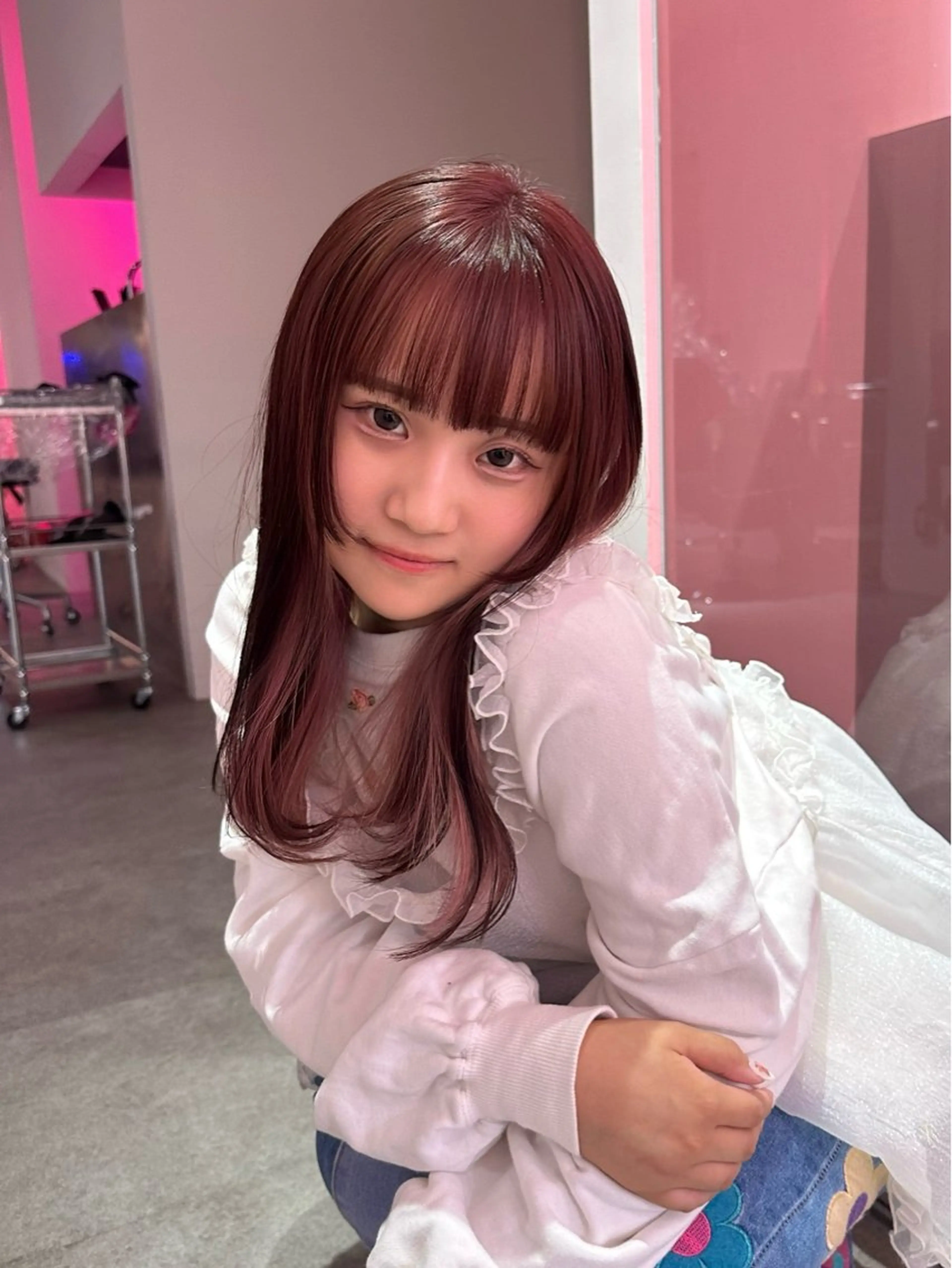 ミディアム カラー ブラウンカラー ピンクカラー ピンクブラウン ホワイトピンク mahiro 名古屋/栄/ブリーチのヘアスタイル