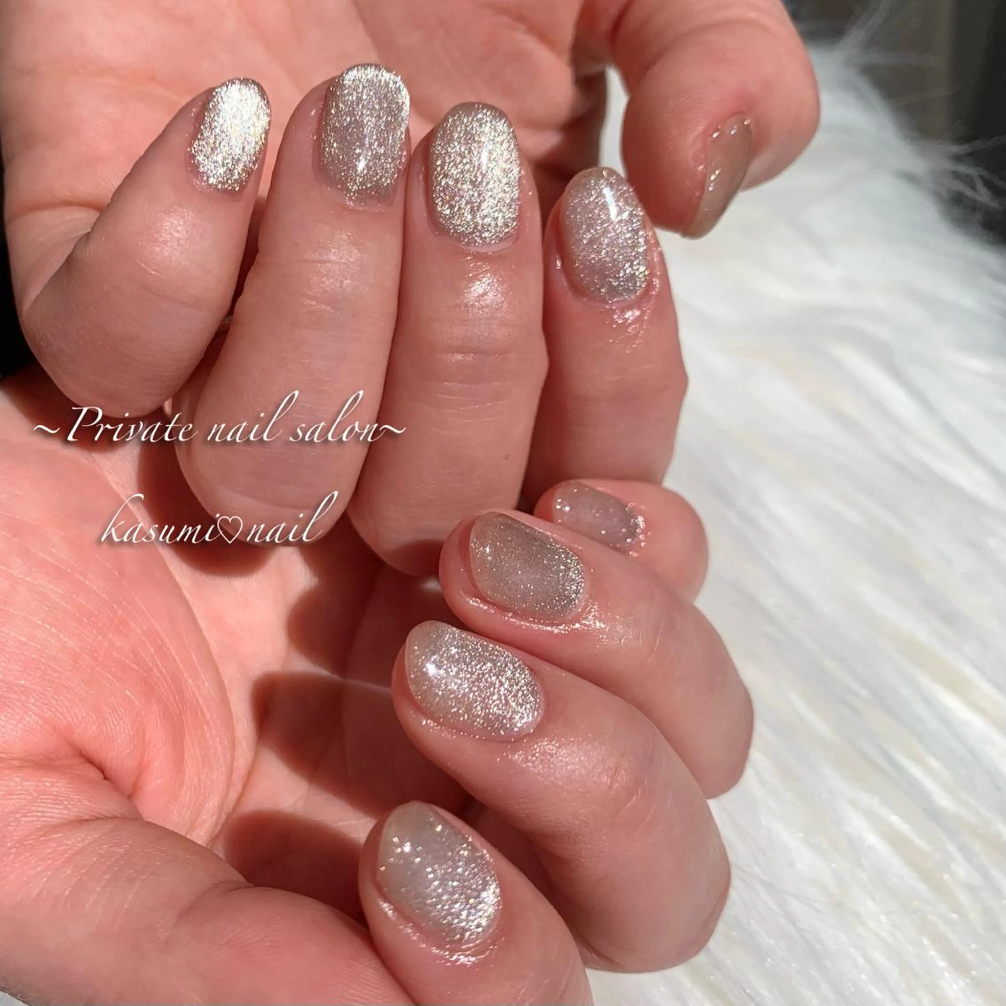 ネイル アートネイル ラメ(グリッター) マグネットネイル ミラーネイル 持ち込み KASUMI♡ Nailのネイルデザイン