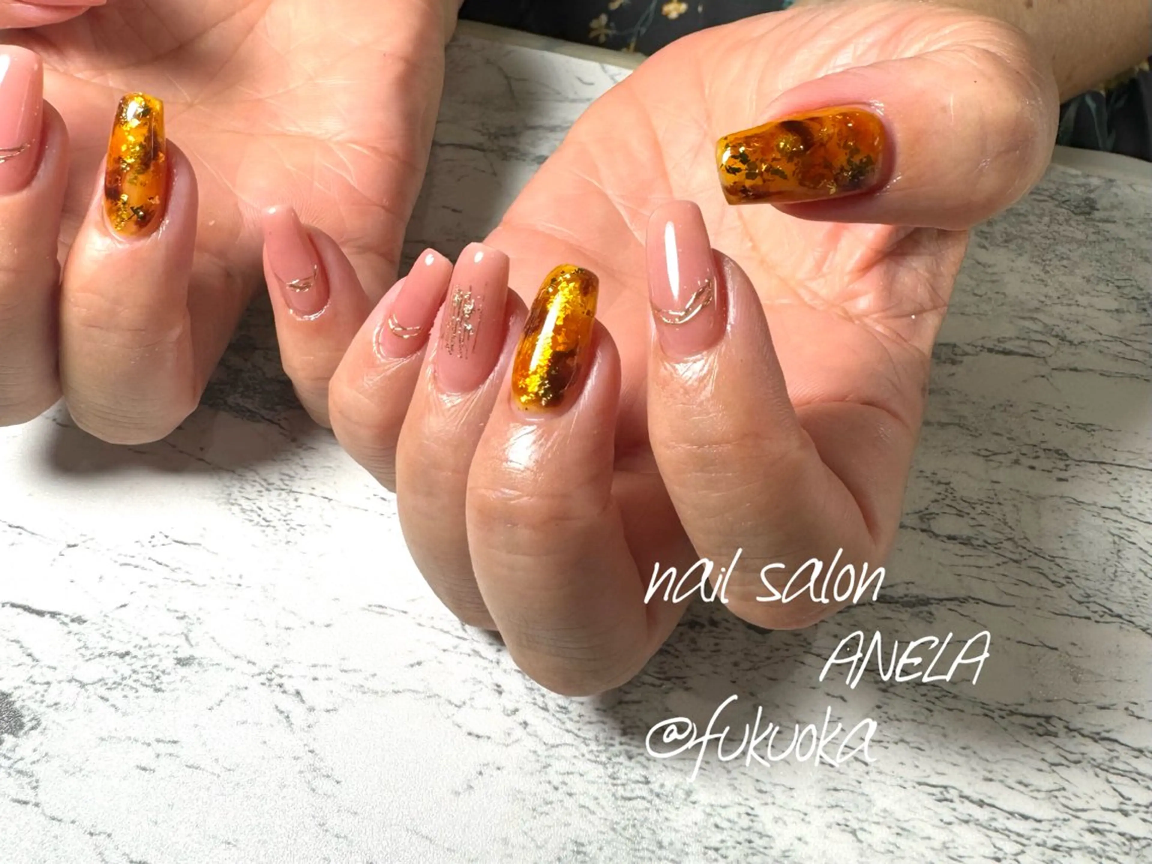 ネイル べっ甲ネイル ピンク nail salon ANELA所属・nail salon ANELA mayaのネイルデザイン